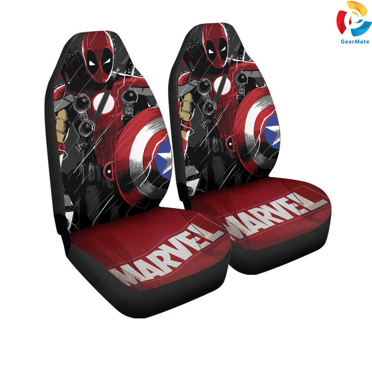 Deadpool Assemble Car Seat Covers – High Quality Graphic and Polar Fleece Protector Set