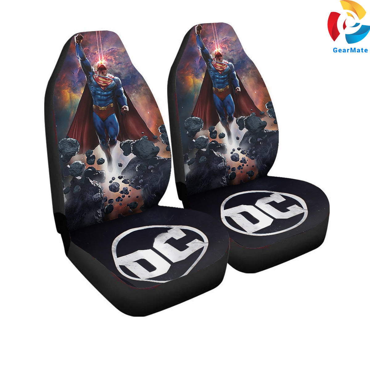 Superman Fly DC Car Seat Covers – High Quality Graphic and Polar Fleece Protector Set