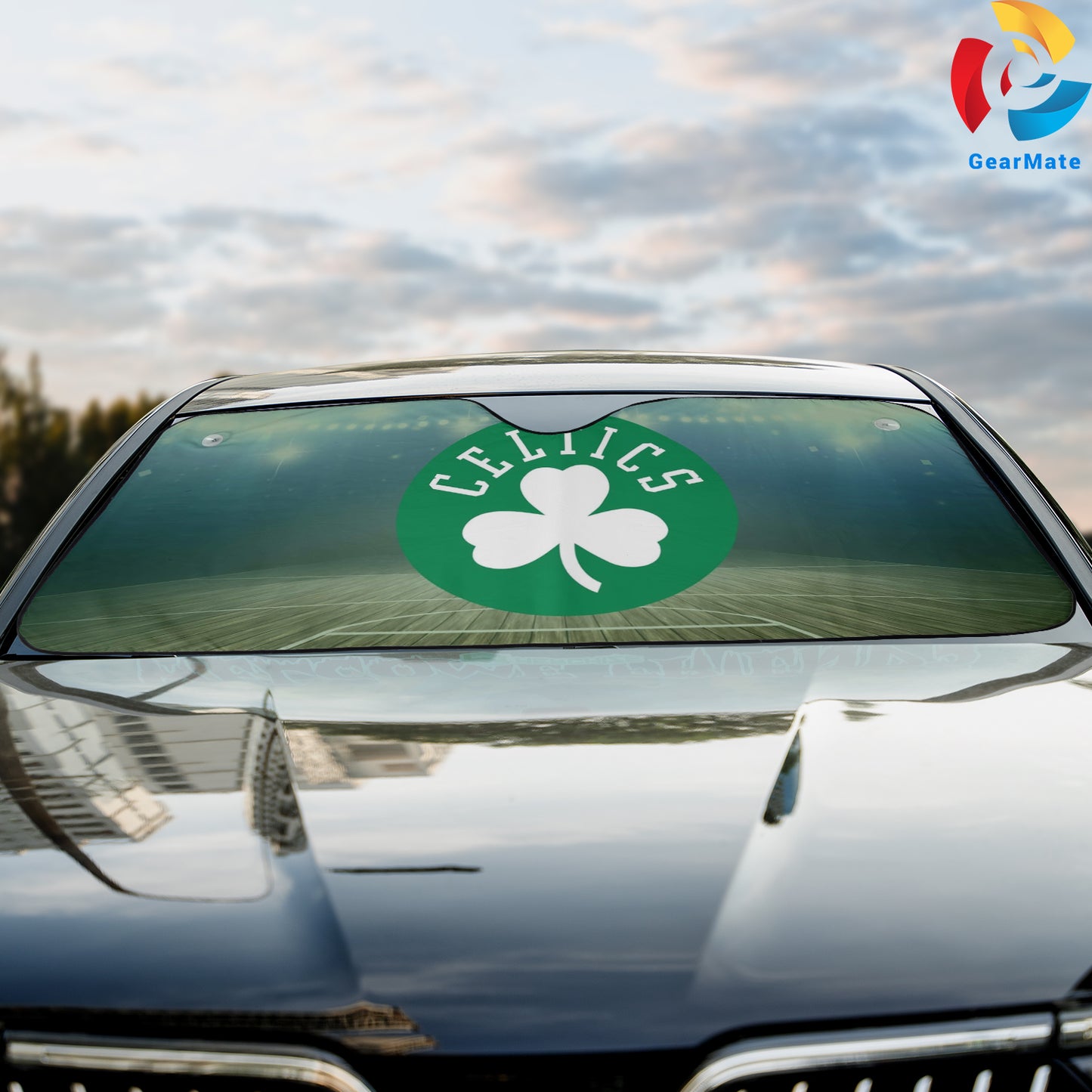 Boston Celtics Court Reflective Car Sunshade – Premium Heat & UV Protection, Universal Fit