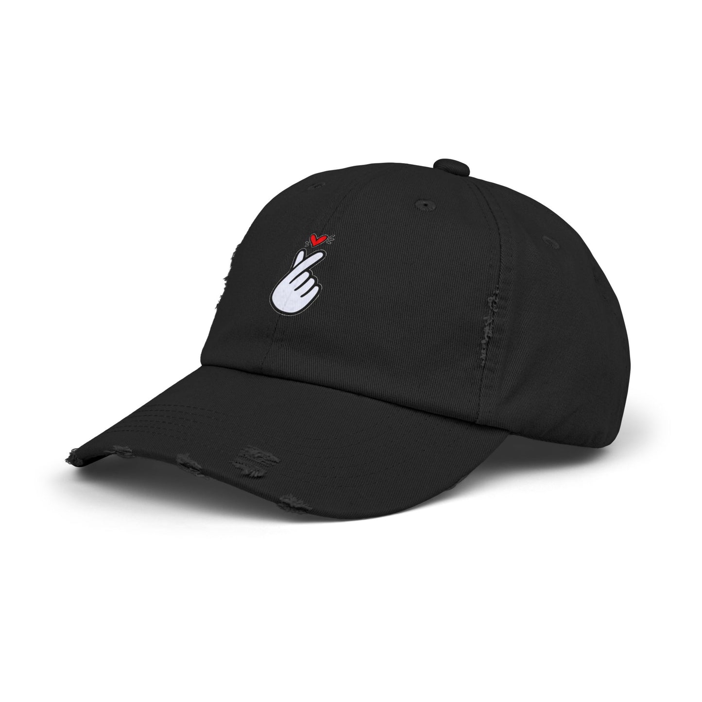 Heart Gesture Vintage Distressed Dad Hat Unisex Adjustable Cotton Twill Baseball Cap for Casual Everyday Wear