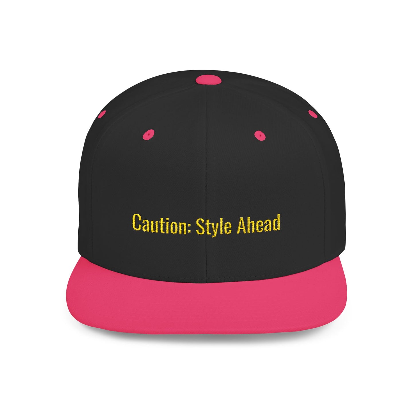 Text Caution Style Ahead Flat Bill Snapback – Lightweight, Custom Fit, Premium Quality
