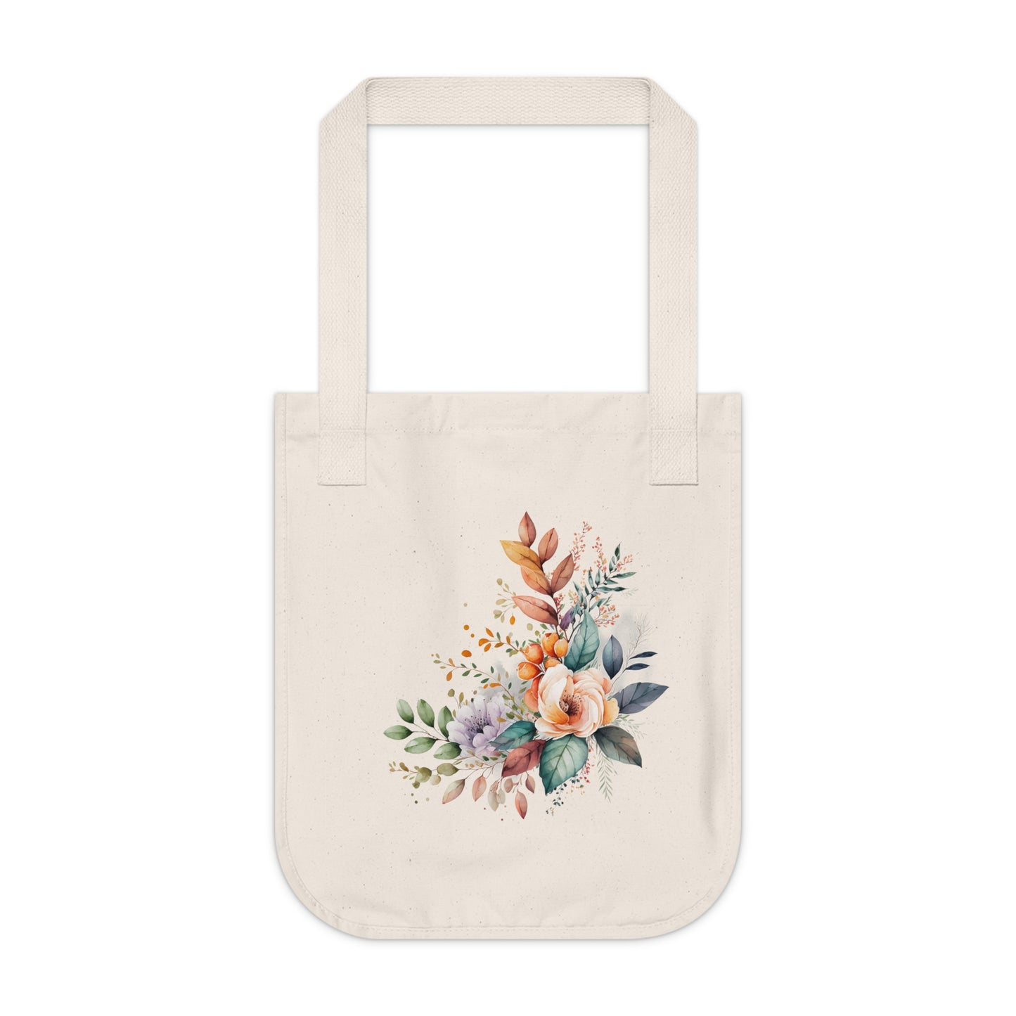 Flowers Watercolor Floral Organic Canvas Tote Bag - Eco-Friendly Carryall for Everyday Use