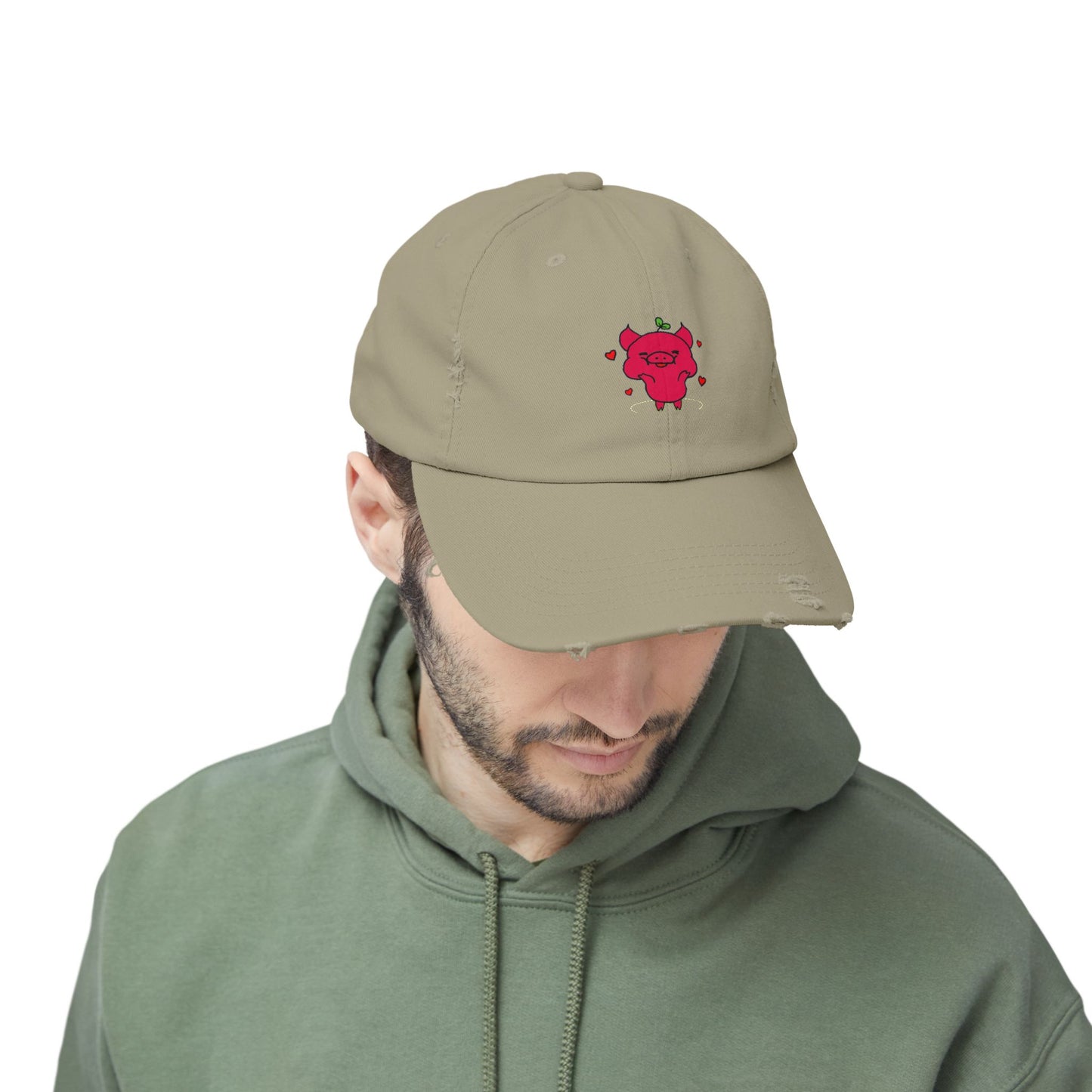 Pig Vintage Distressed Dad Hat Unisex Adjustable Cotton Twill Baseball Cap for Casual Everyday Wear