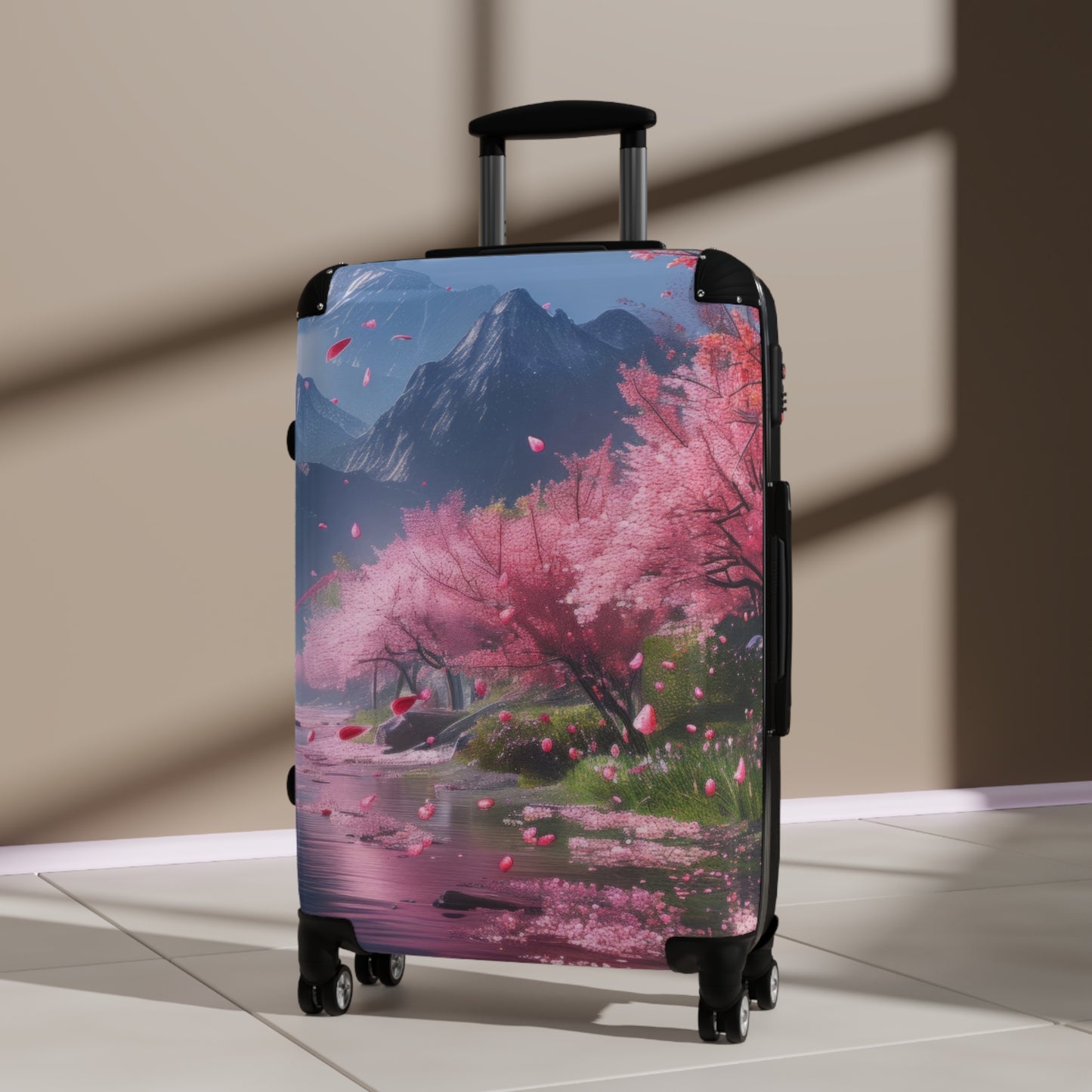 Nature Cherry Blossom Mountains Art Carry-On Suitcase - Stylish Luggage for Travelers