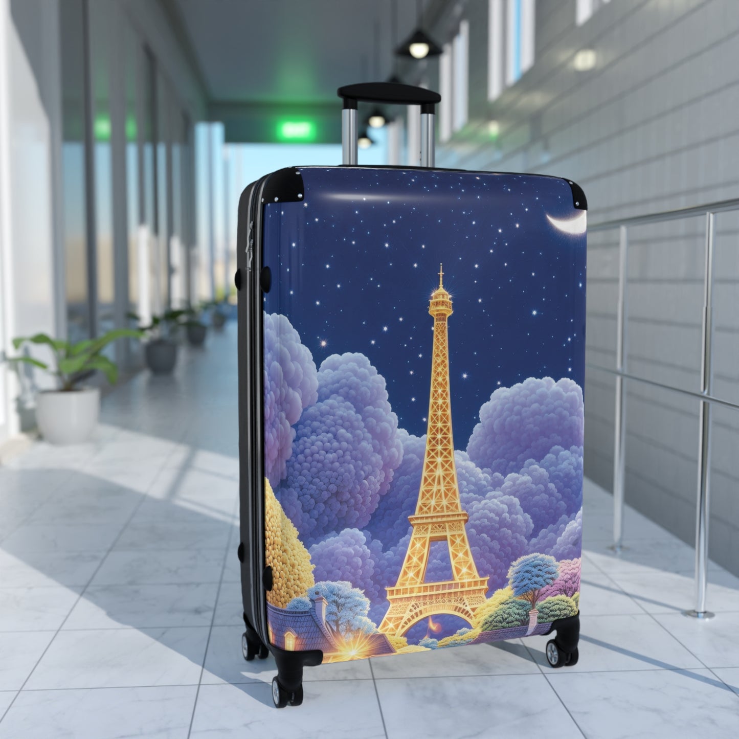 Art Cat Eiffel Tower Dreamy Carry-On Suitcase - Stylish Luggage for Travelers