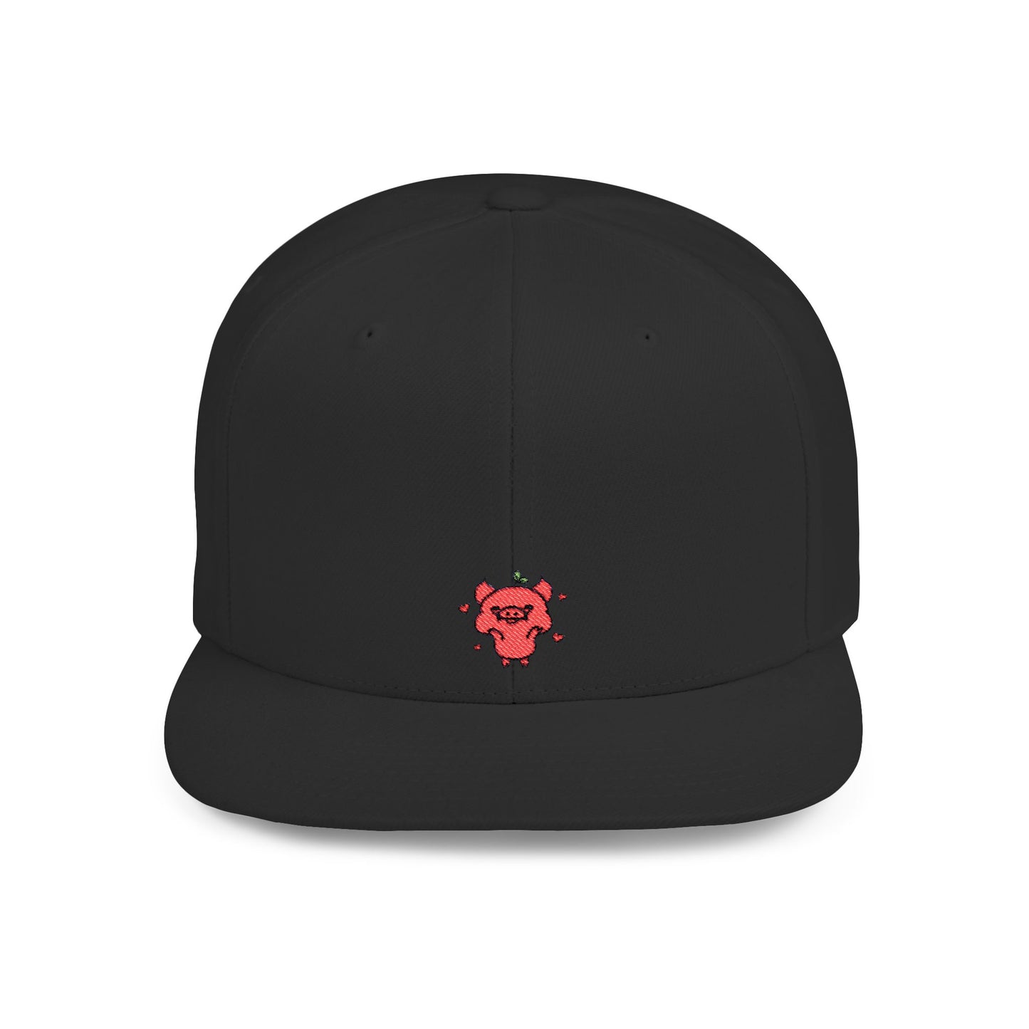 Icons Embroidered Pig Smile Flat Bill Snapback – Lightweight, Custom Fit, Premium Quality