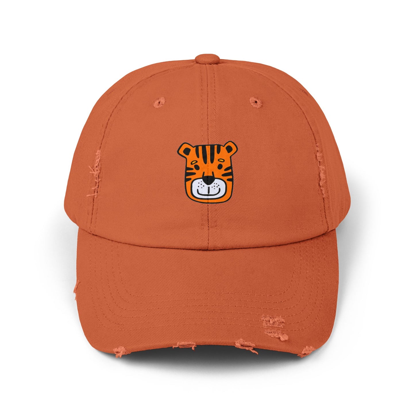 Tiger Orange Vintage Distressed Dad Hat Unisex Adjustable Cotton Twill Baseball Cap for Casual Everyday Wear