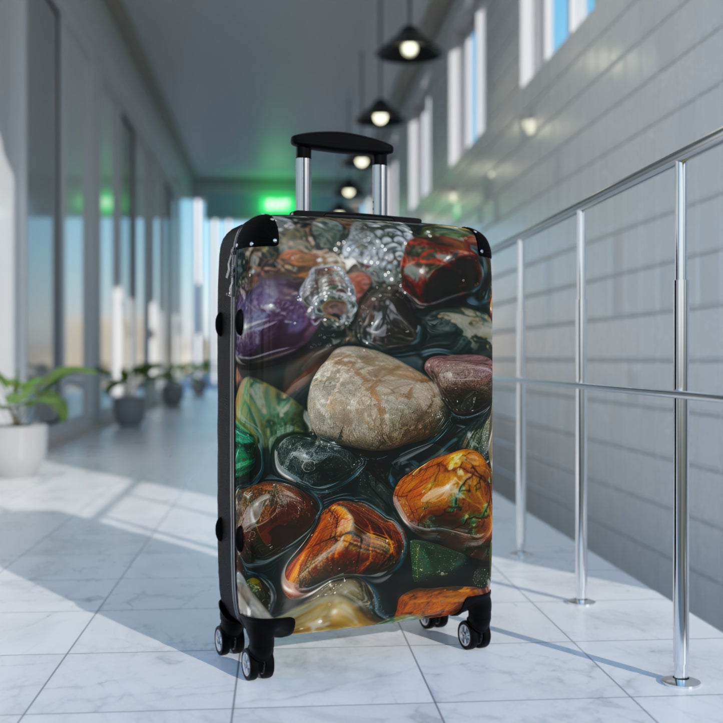 Nature Polished Stone Art Carry-On Suitcase - Stylish Luggage for Travelers