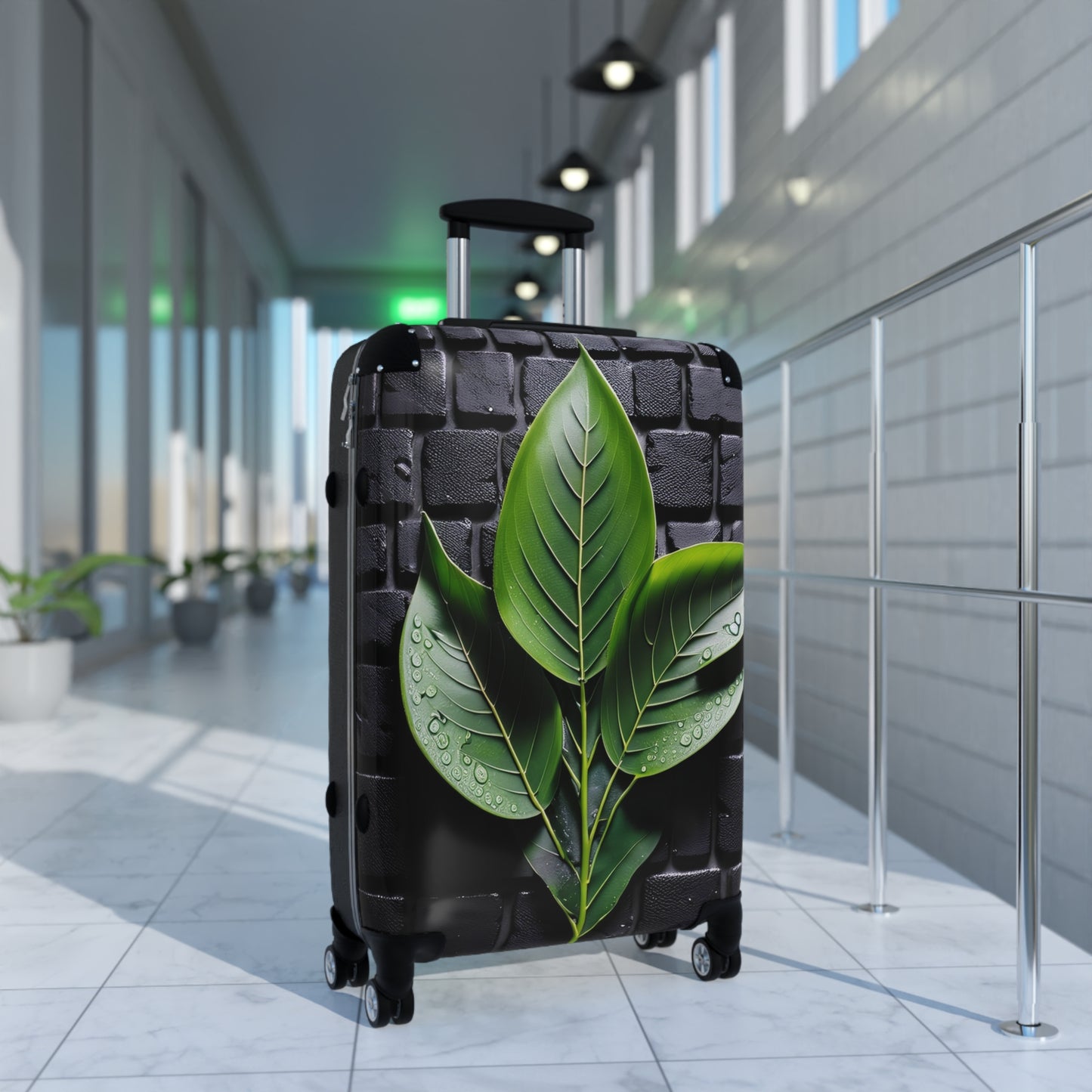 Nature Green Leaves With Water Art Carry-On Suitcase - Stylish Luggage for Travelers