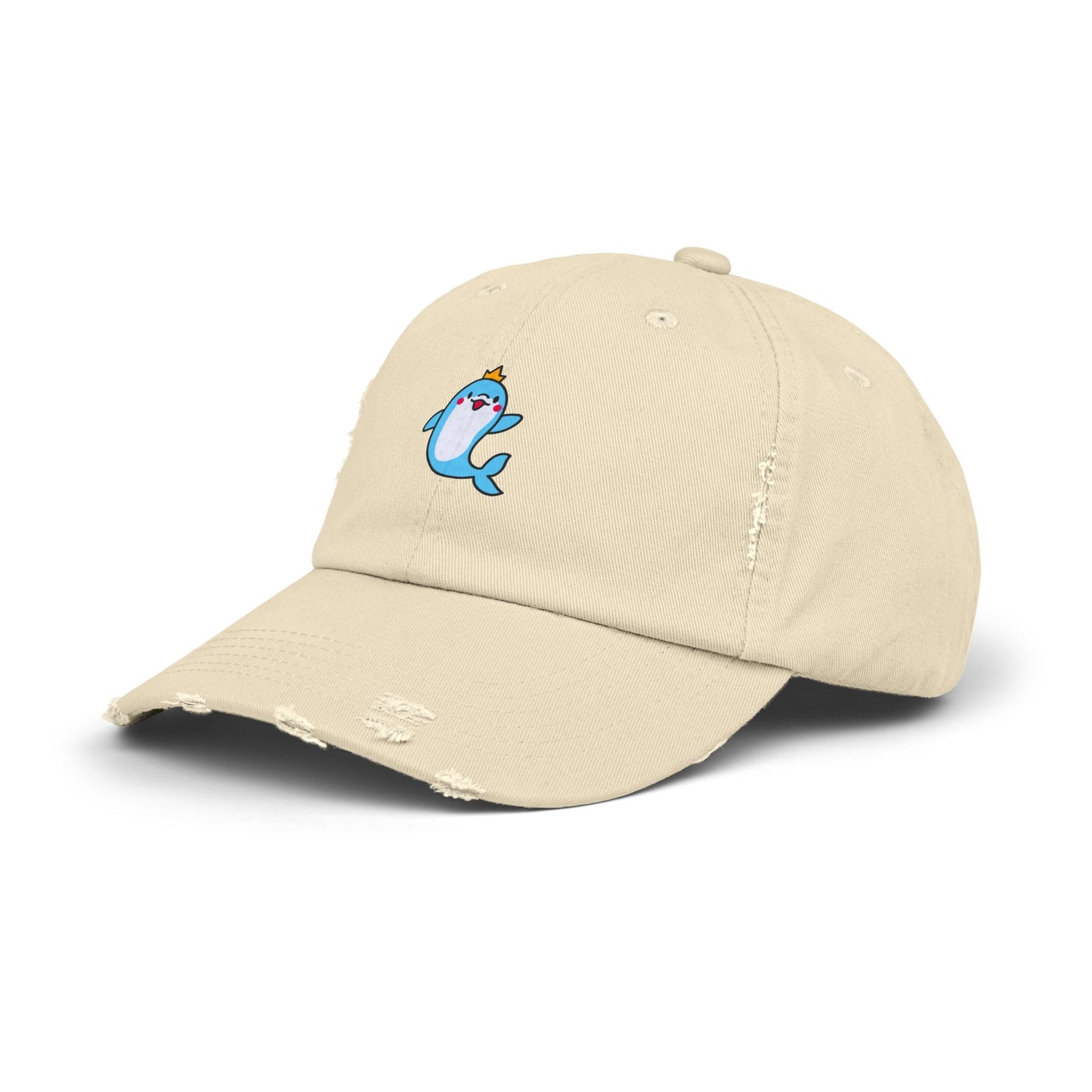 Dolphin Crown Vintage Distressed Dad Hat Unisex Adjustable Cotton Twill Baseball Cap for Casual Everyday Wear