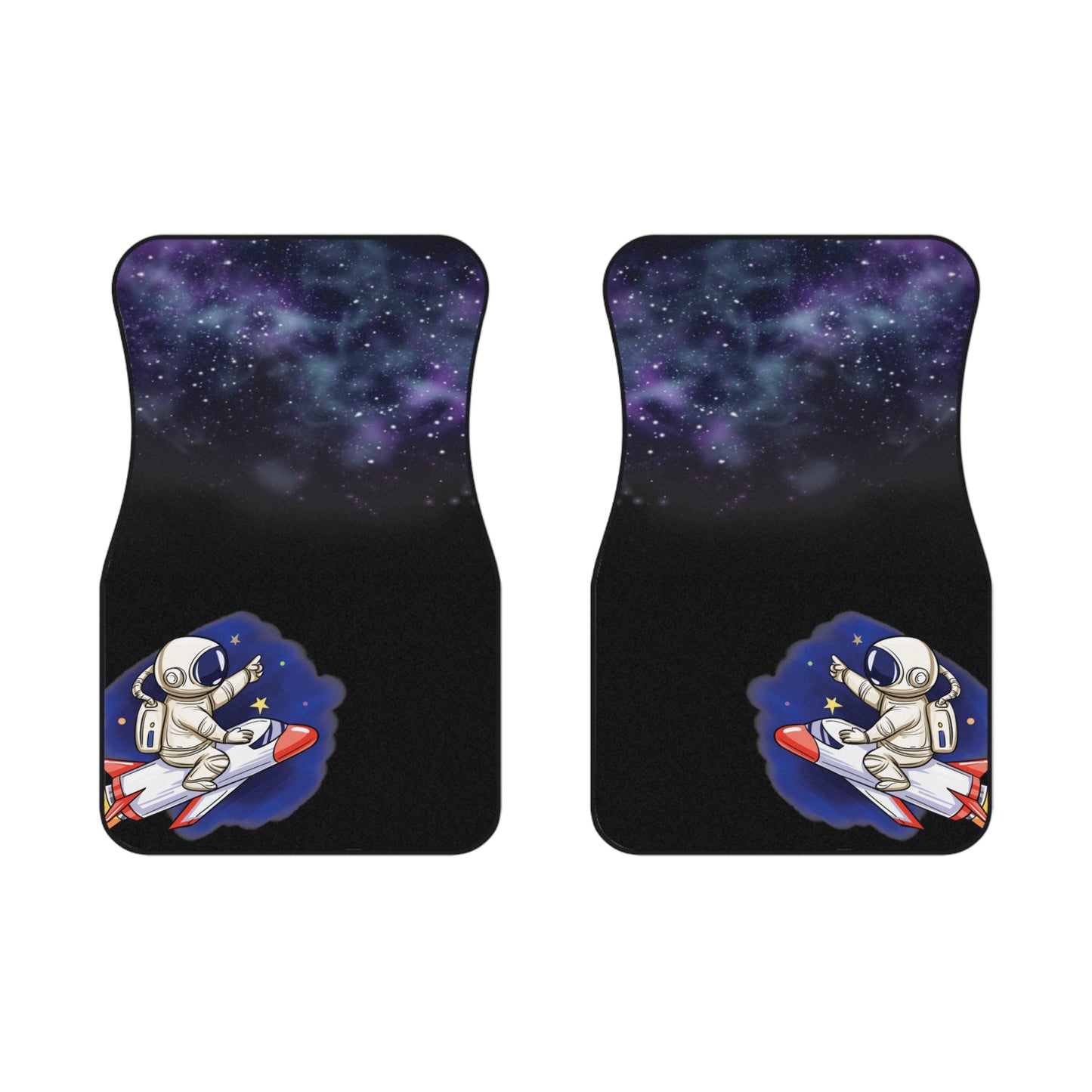 Space Astronaut Cosmic Car Floor Mats – 2-Piece Front Set, Durable & Stylish, Universal Fit