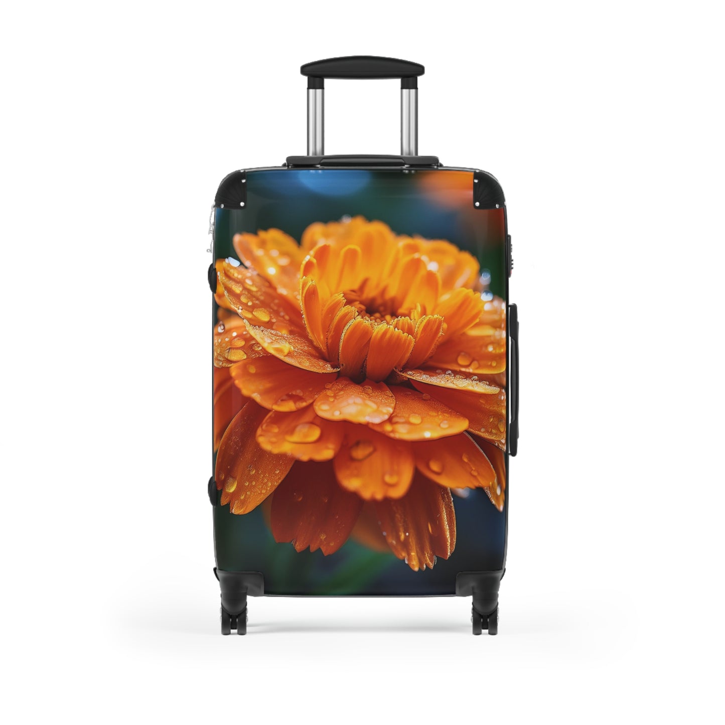 Nature Flowers Floral Orange Flower With Dew Drops Art Carry-On Suitcase - Stylish Luggage for Travelers