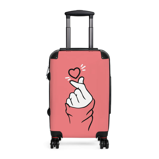 Love Finger Heart Pink Art Carry-On Suitcase - Stylish Luggage for Travelers