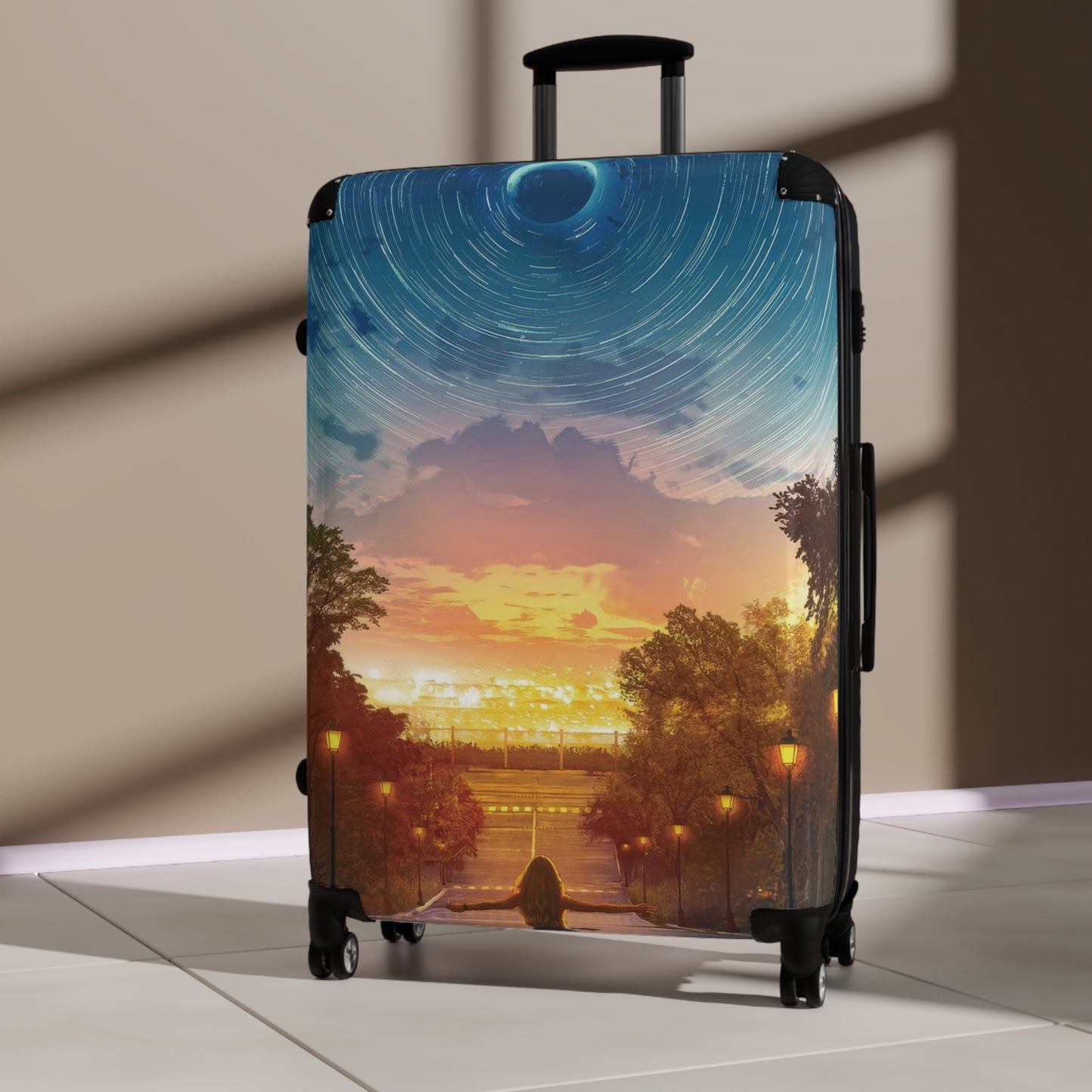 Art Moon Star Trails Carry-On Suitcase - Stylish Luggage for Travelers