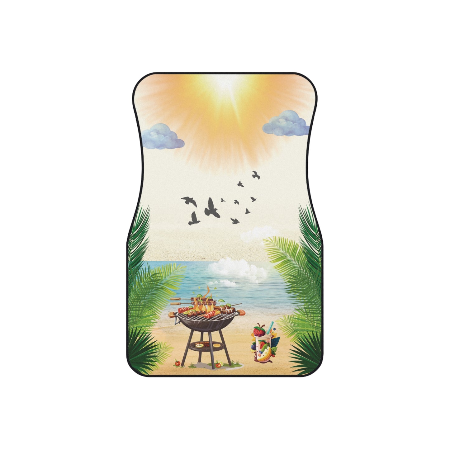 Beach Summer Barbecue Front Car Mats – Durable, Anti-Slip, Easy to Clean, Vibrant Print