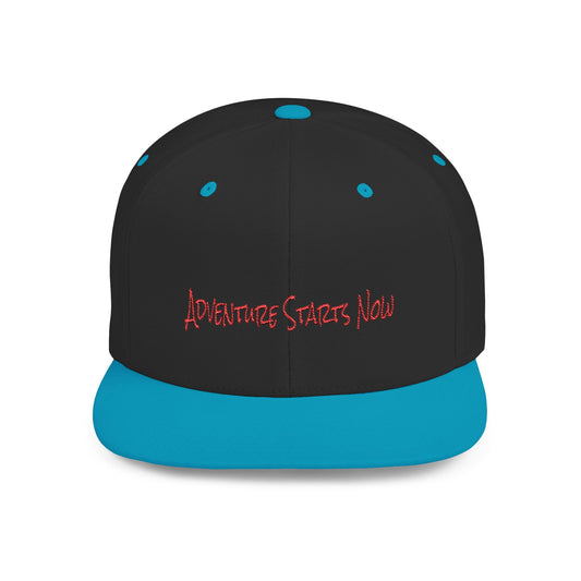Text Adventure Starts Now Flat Bill Snapback – Lightweight, Custom Fit, Premium Quality
