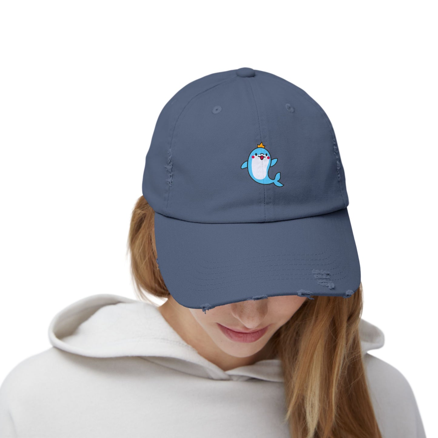 Dolphin Crown Vintage Distressed Dad Hat Unisex Adjustable Cotton Twill Baseball Cap for Casual Everyday Wear