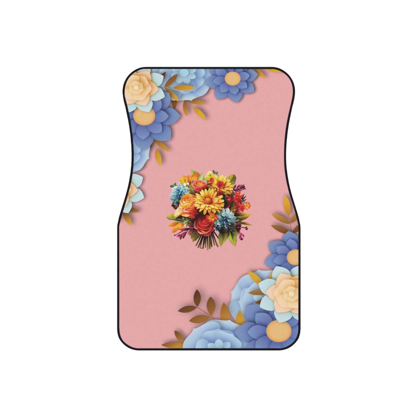 Flowers Beautiful Car Floor Mats – 2-Piece Front Set, Durable & Stylish, Universal Fit