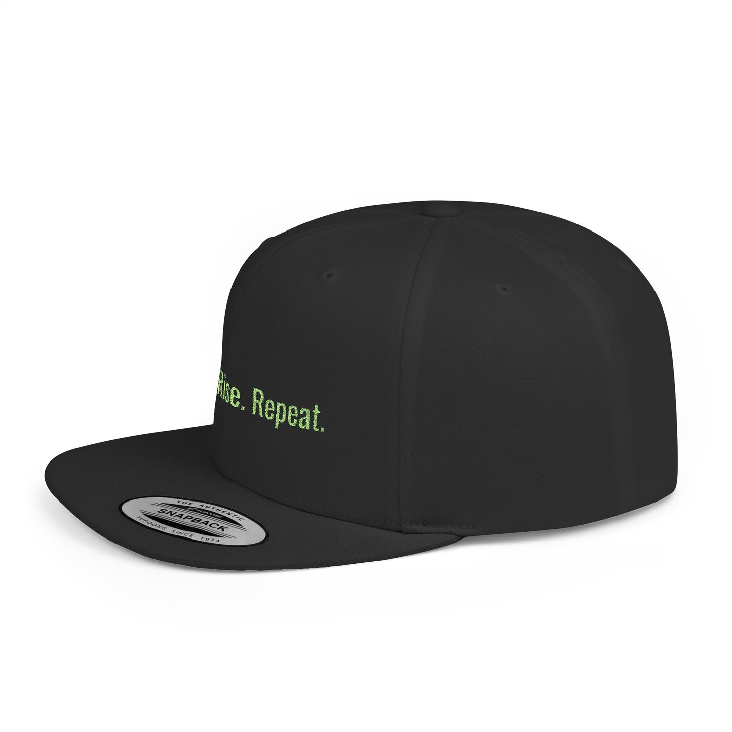 Text Grind Rise Repeat Flat Bill Snapback – Lightweight, Custom Fit, Premium Quality