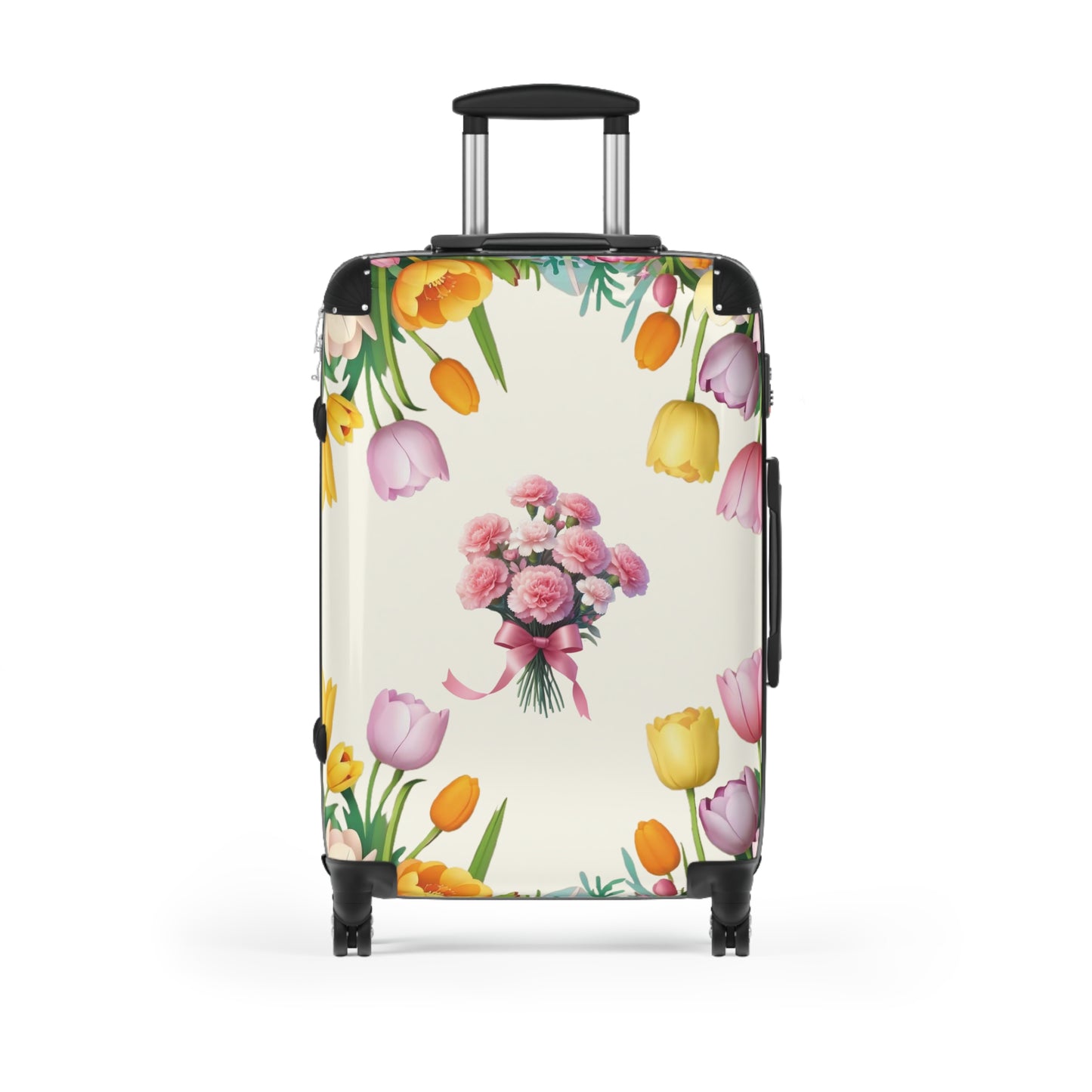 Nature Flowers Pink Rose Tulips Background Art Carry-On Suitcase - Stylish Luggage for Travelers