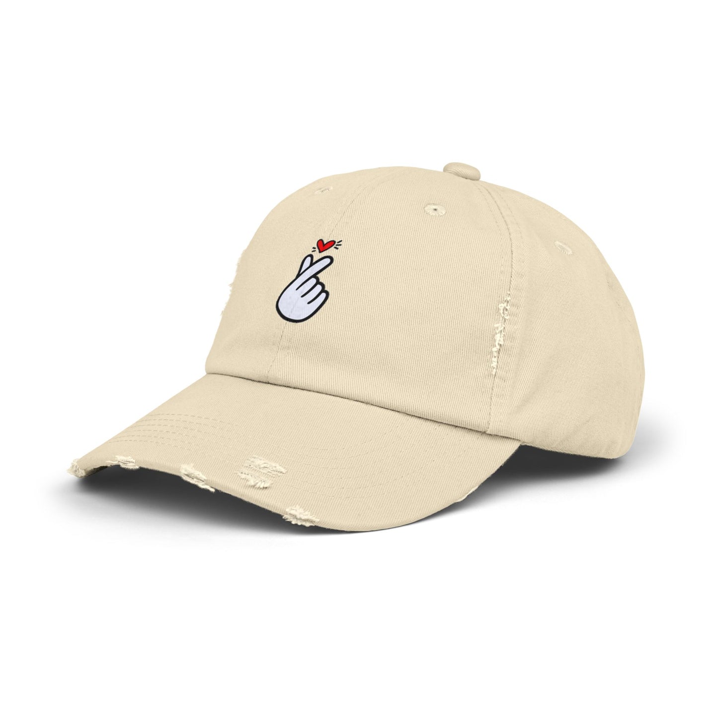 Heart Gesture Vintage Distressed Dad Hat Unisex Adjustable Cotton Twill Baseball Cap for Casual Everyday Wear