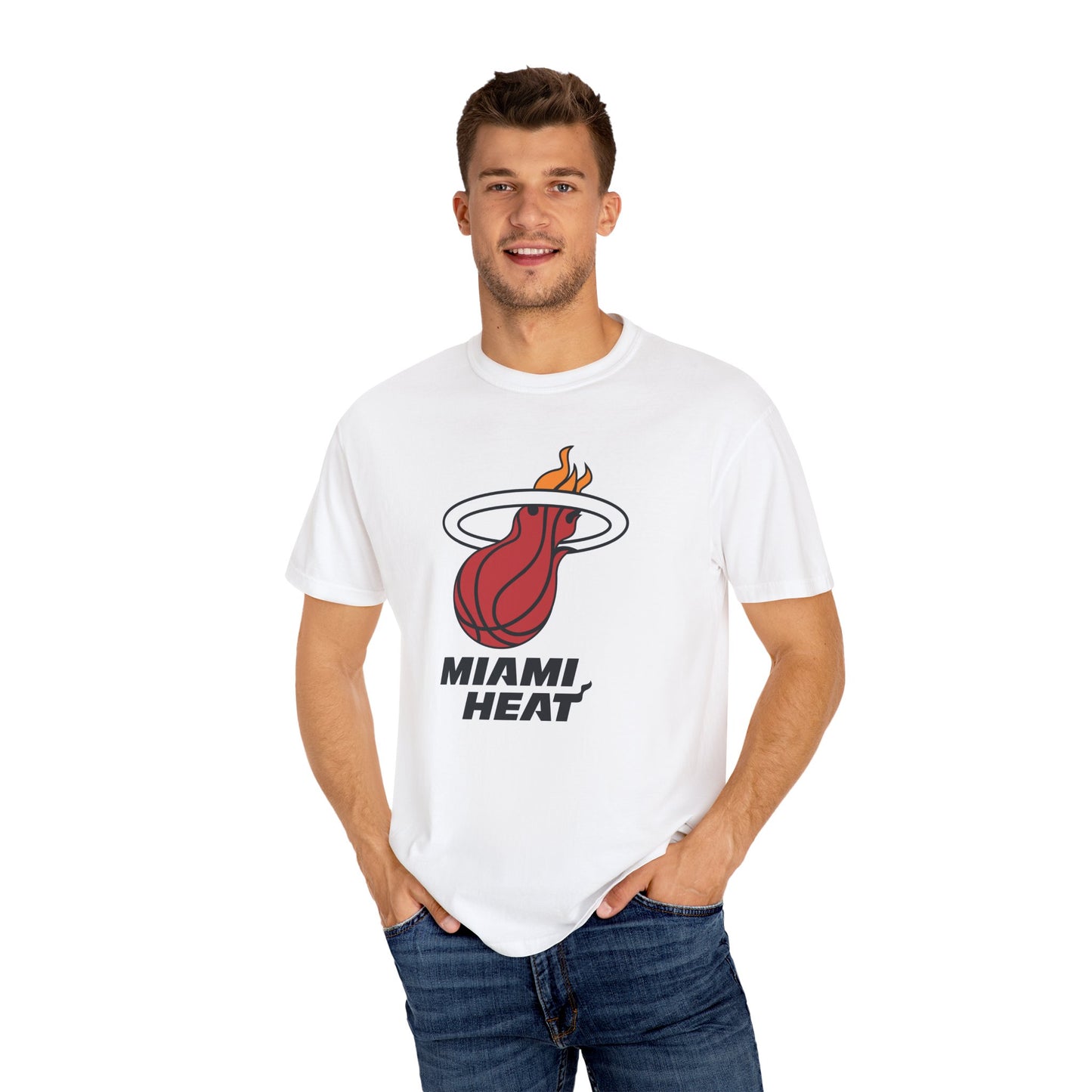 Miami Heat Street Ball Style Garment-Dyed T-Shirt – Premium Cotton Tee for Customization