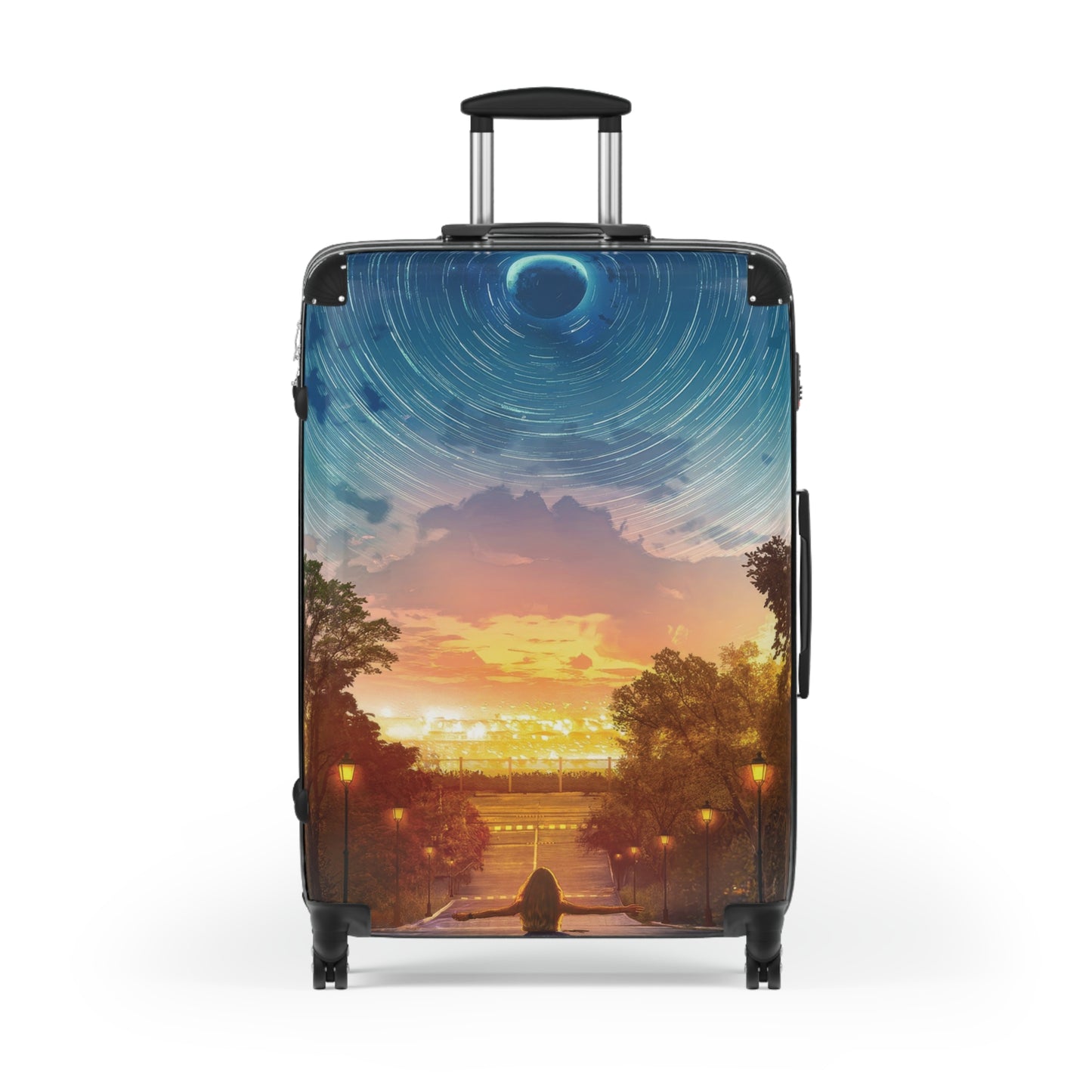 Art Moon Star Trails Carry-On Suitcase - Stylish Luggage for Travelers
