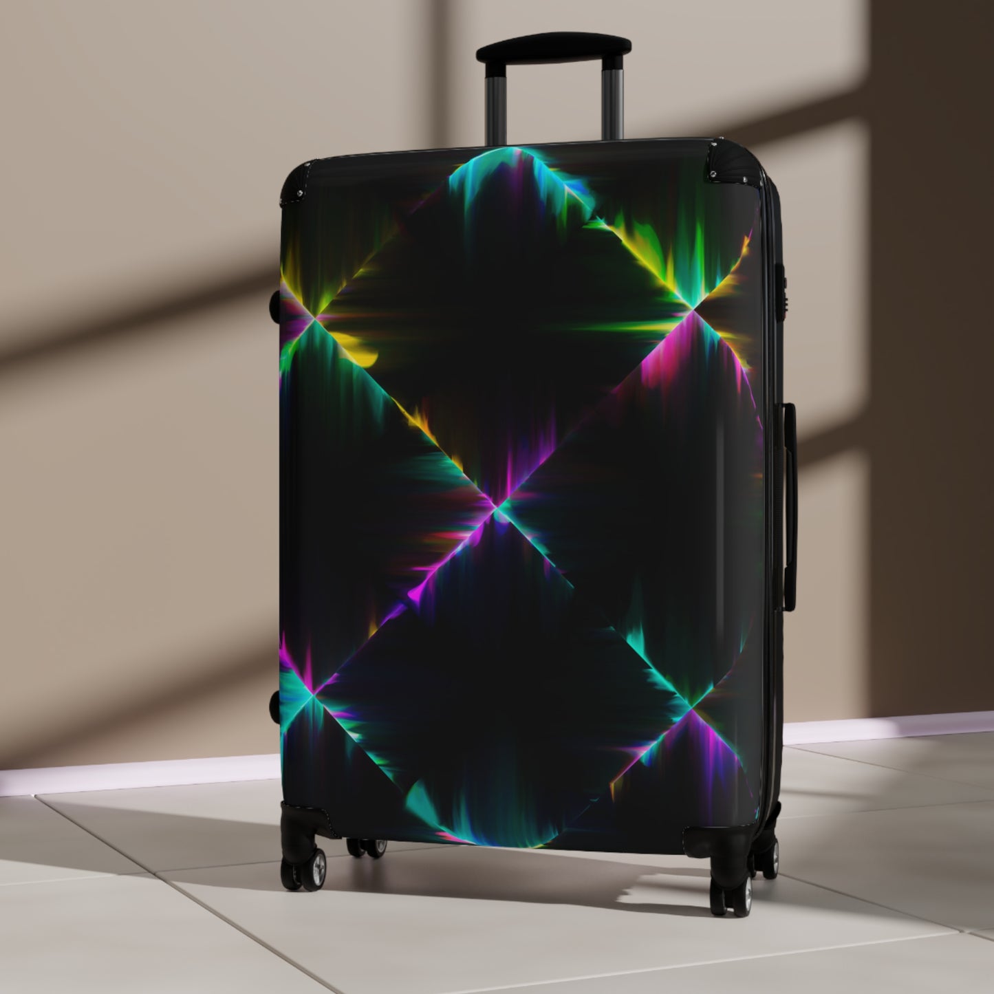 Abstract Neon Lights Carry-On Suitcase - Stylish Luggage for Travelers