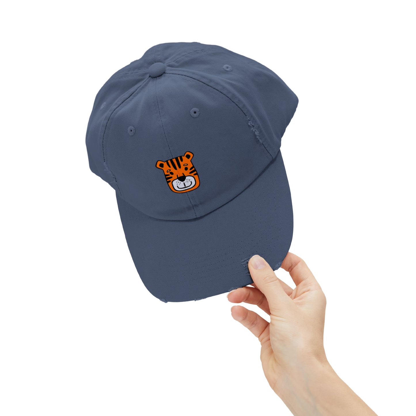 Tiger Orange Vintage Distressed Dad Hat Unisex Adjustable Cotton Twill Baseball Cap for Casual Everyday Wear
