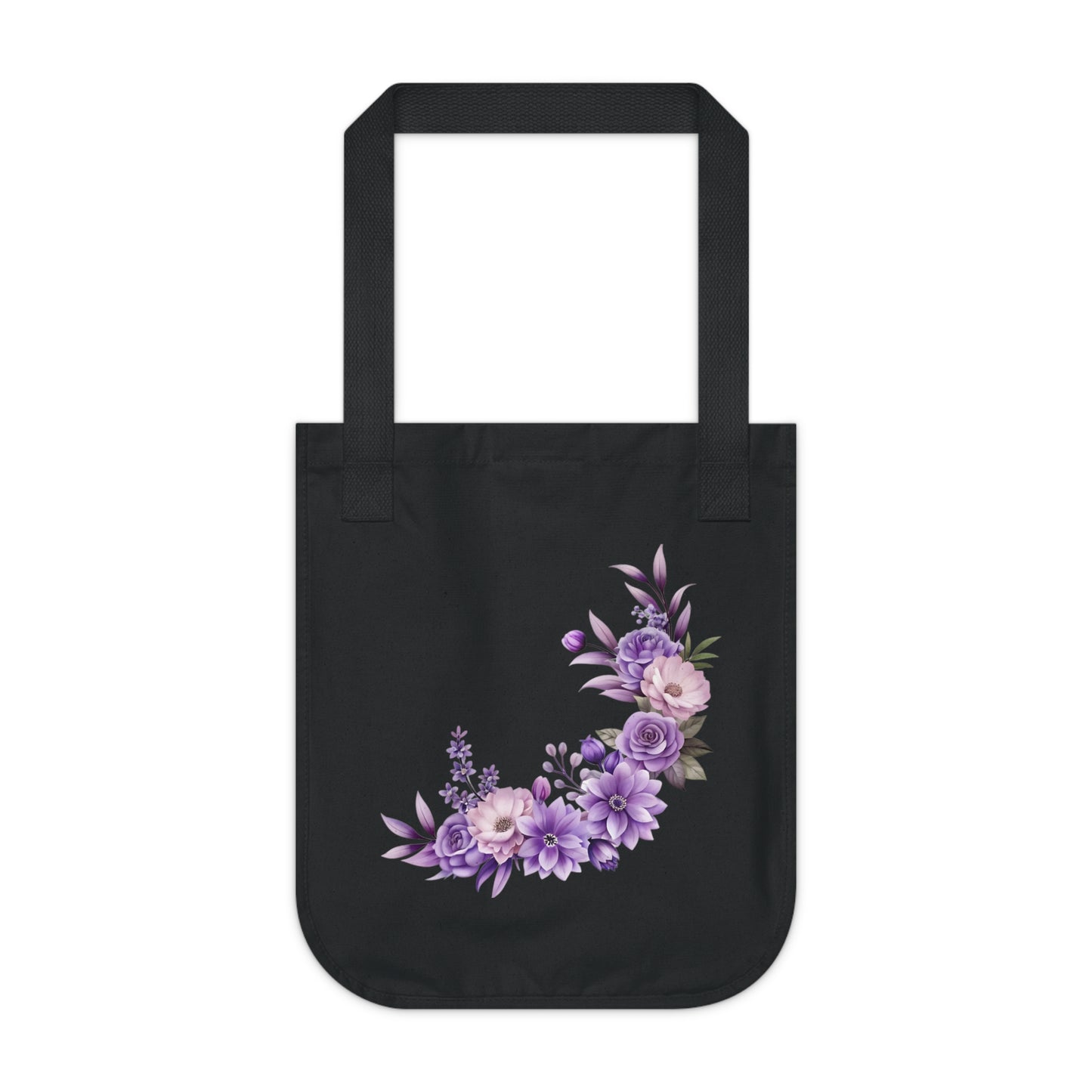 Flowers Purple Floral Organic Canvas Tote Bag - Eco-Friendly Carryall for Everyday Use
