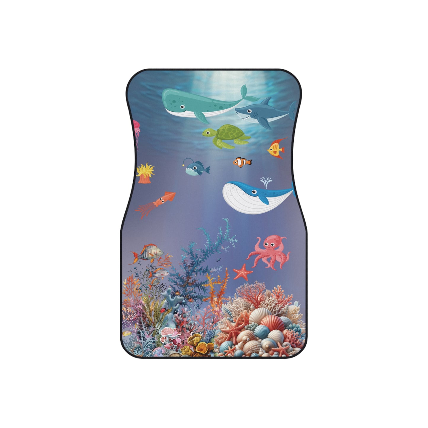 Ocean Sea Animals Car Floor Mats – 2-Piece Front Set, Durable & Stylish, Universal Fit