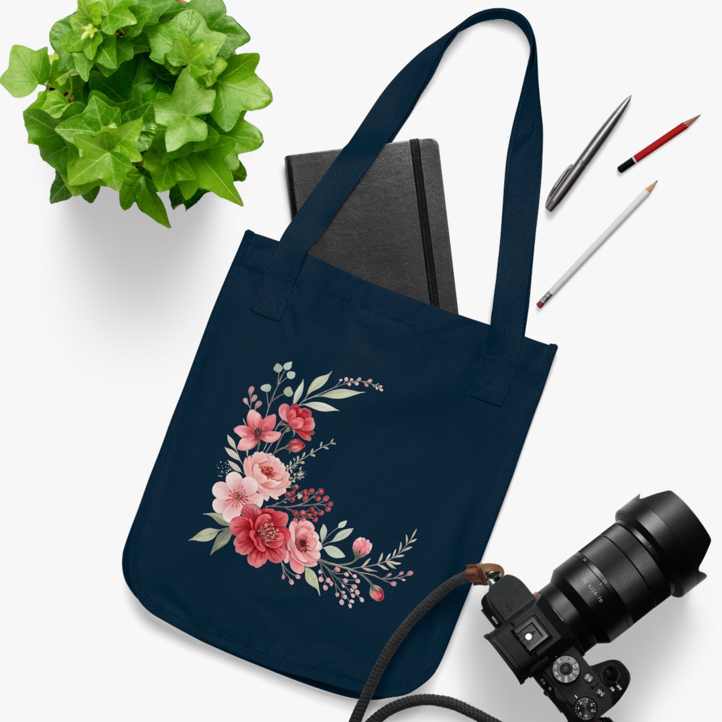 Flowers Frame Floral Organic Canvas Tote Bag - Eco-Friendly Carryall for Everyday Use