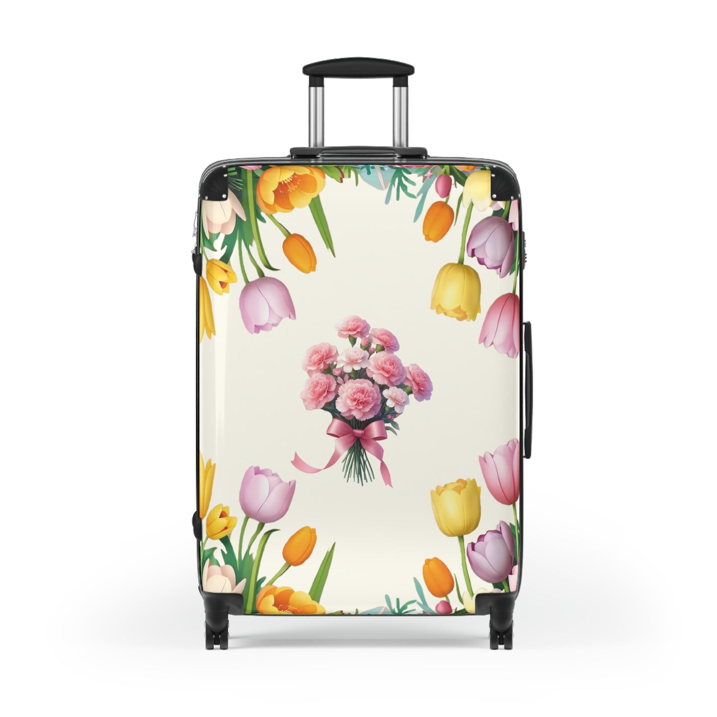 Nature Flowers Pink Rose Tulips Background Art Carry-On Suitcase - Stylish Luggage for Travelers