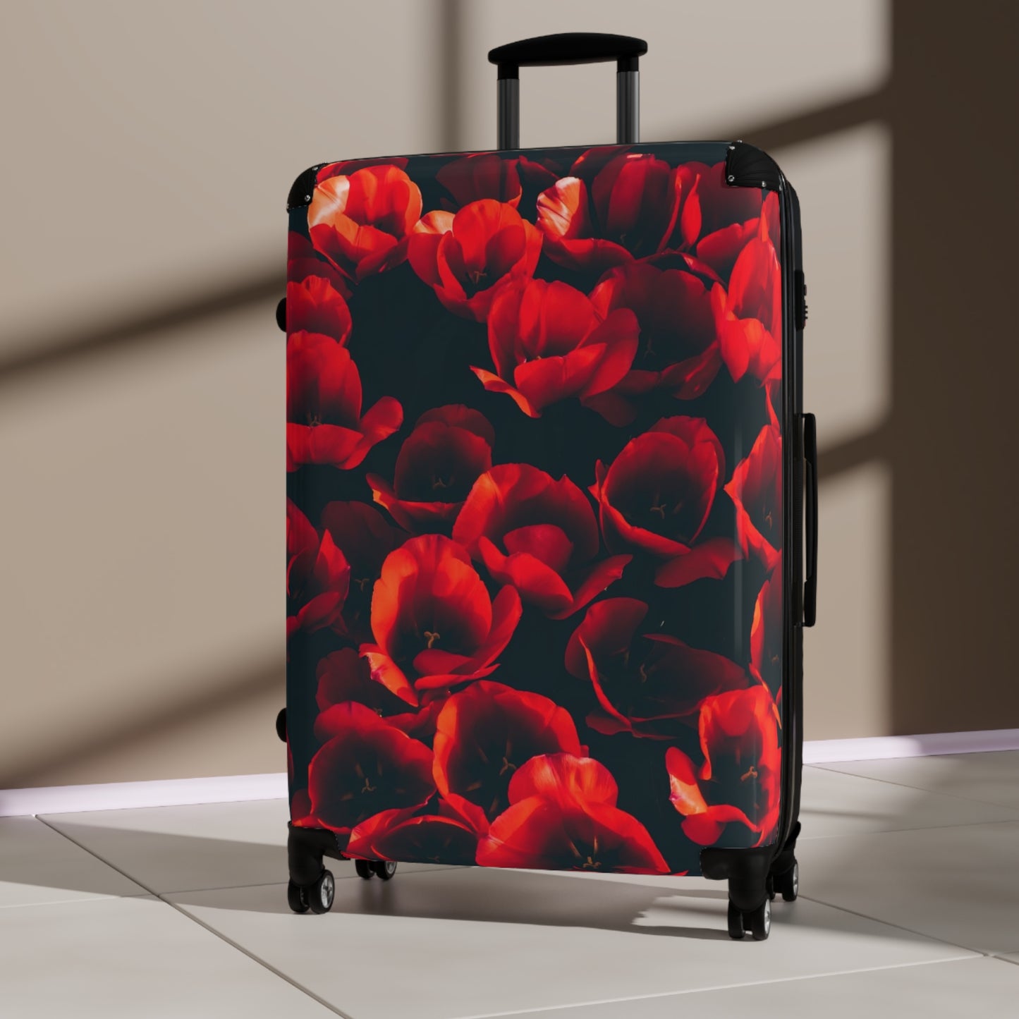 Nature Flowers Floral Red Tulips Art Carry-On Suitcase - Stylish Luggage for Travelers