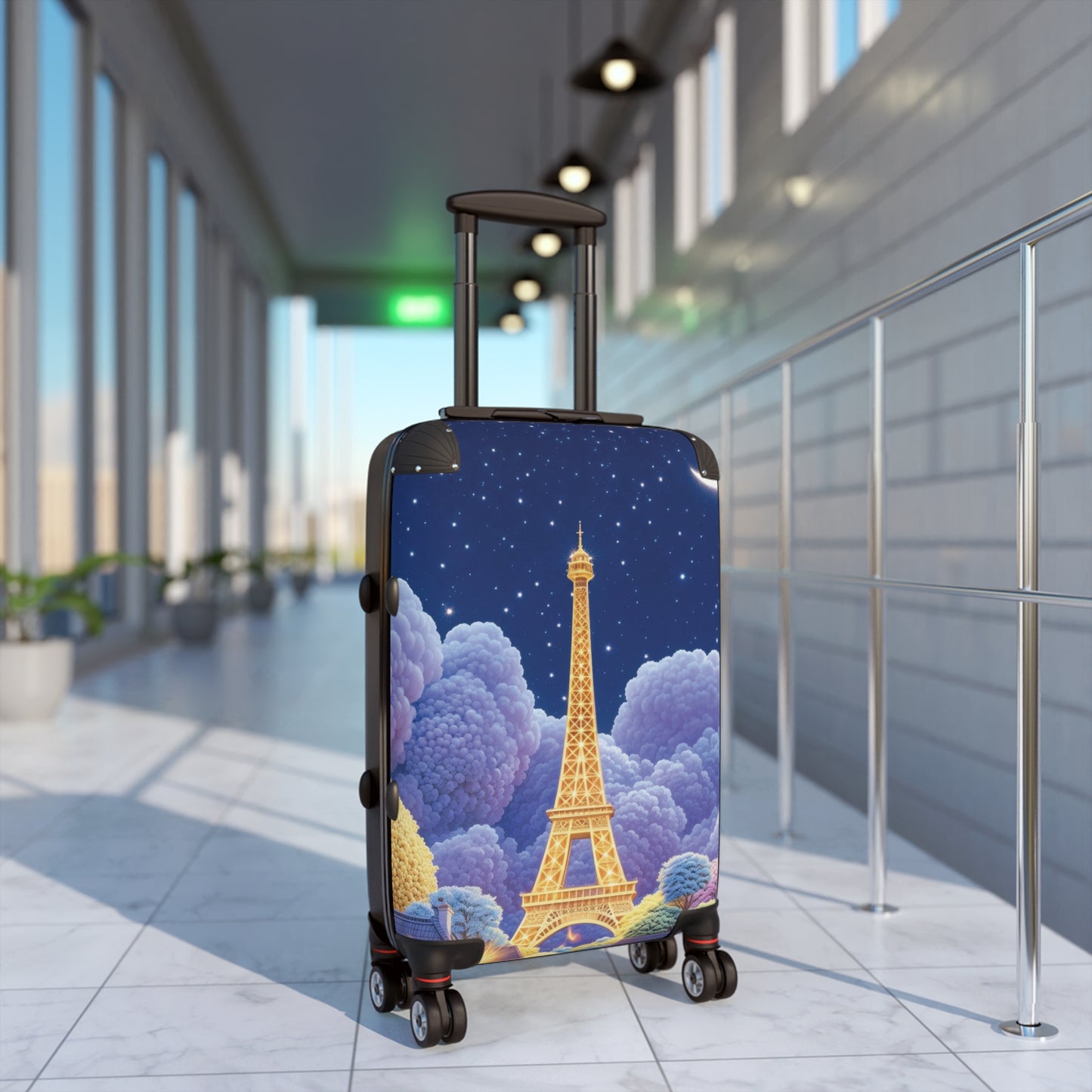 Art Cat Eiffel Tower Dreamy Carry-On Suitcase - Stylish Luggage for Travelers