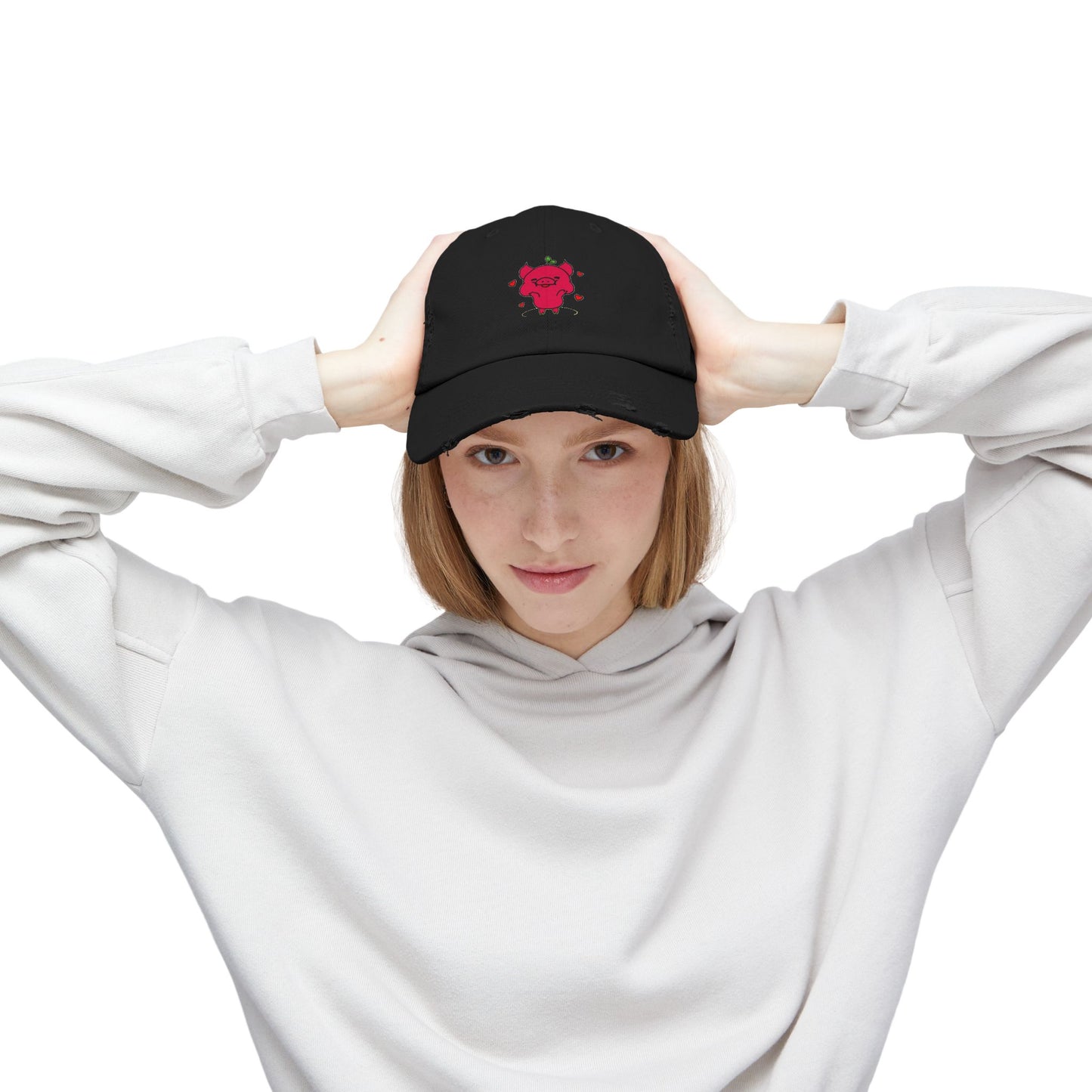Pig Vintage Distressed Dad Hat Unisex Adjustable Cotton Twill Baseball Cap for Casual Everyday Wear