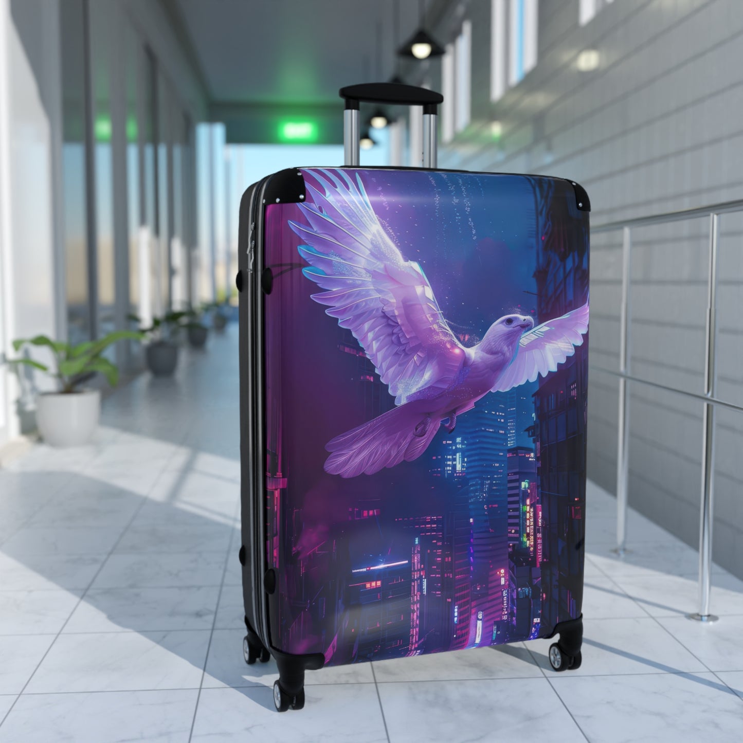Animals Bird Glowing Purple Art Carry-On Suitcase - Stylish Luggage for Travelers