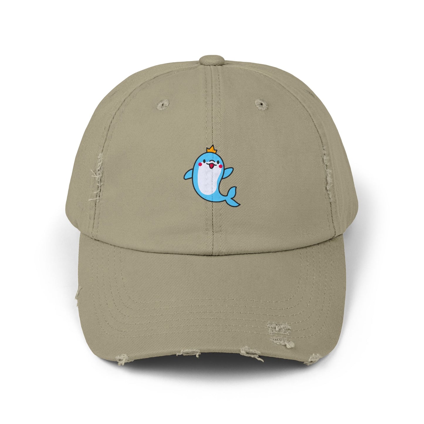 Dolphin Crown Vintage Distressed Dad Hat Unisex Adjustable Cotton Twill Baseball Cap for Casual Everyday Wear