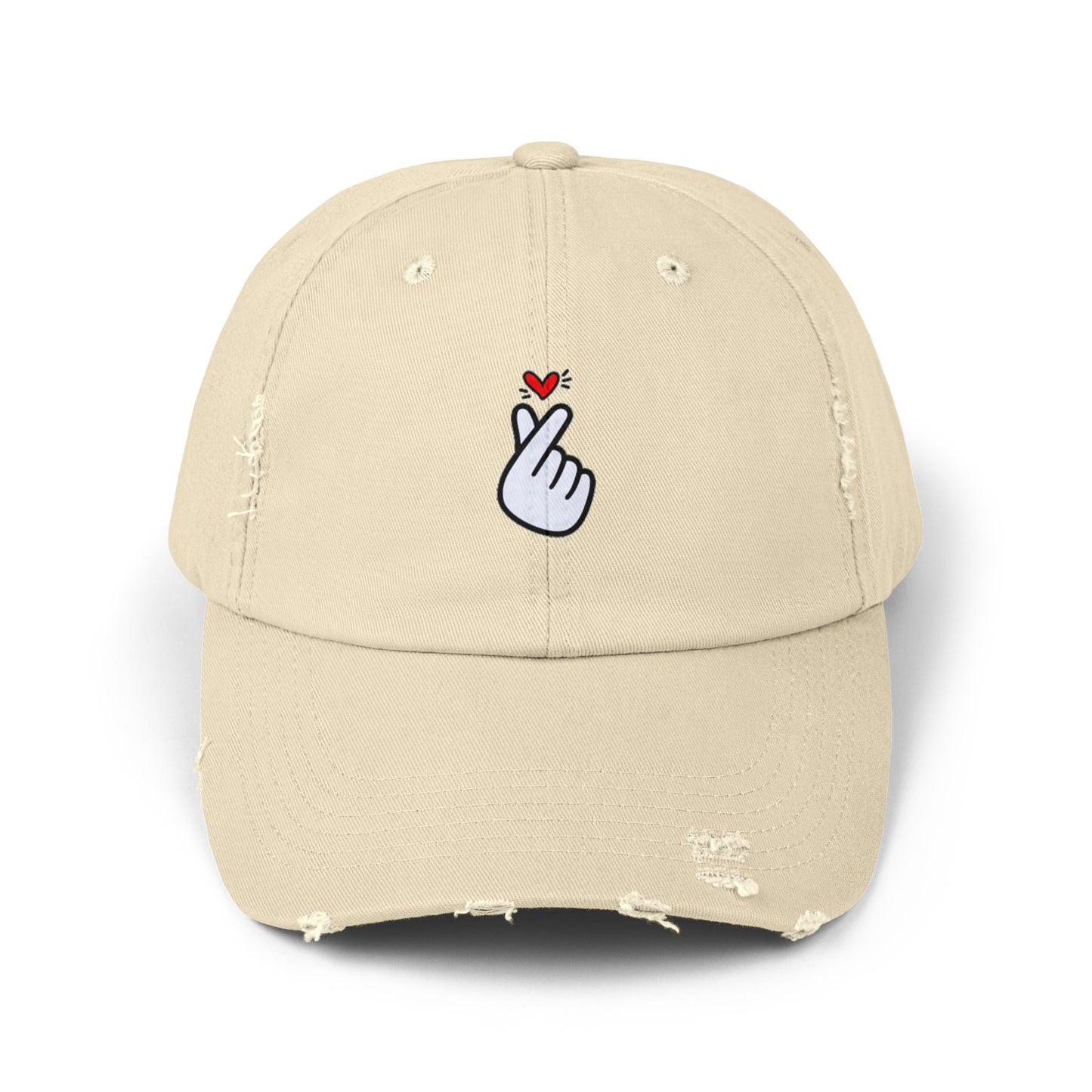 Heart Gesture Vintage Distressed Dad Hat Unisex Adjustable Cotton Twill Baseball Cap for Casual Everyday Wear