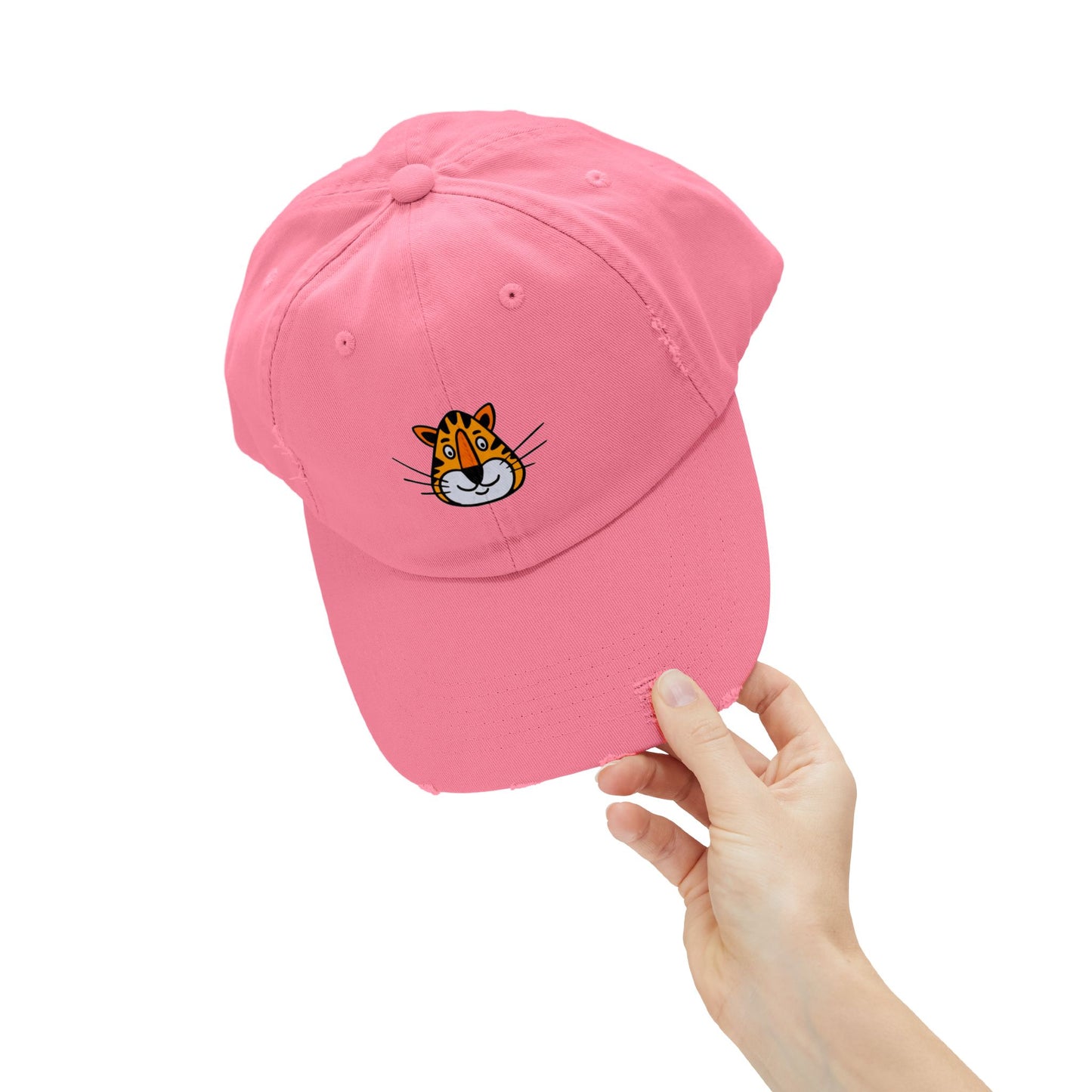Tiger Face Vintage Distressed Dad Hat Unisex Adjustable Cotton Twill Baseball Cap for Casual Everyday Wear