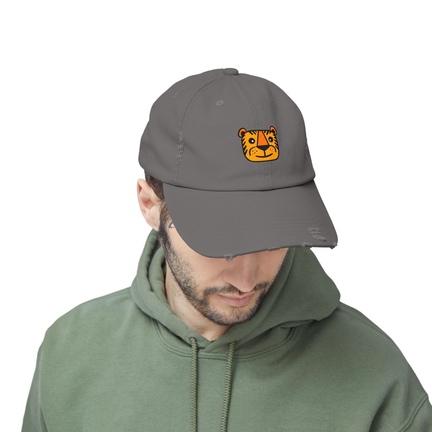 Tiger Vintage Distressed Dad Hat Unisex Adjustable Cotton Twill Baseball Cap for Casual Everyday Wear