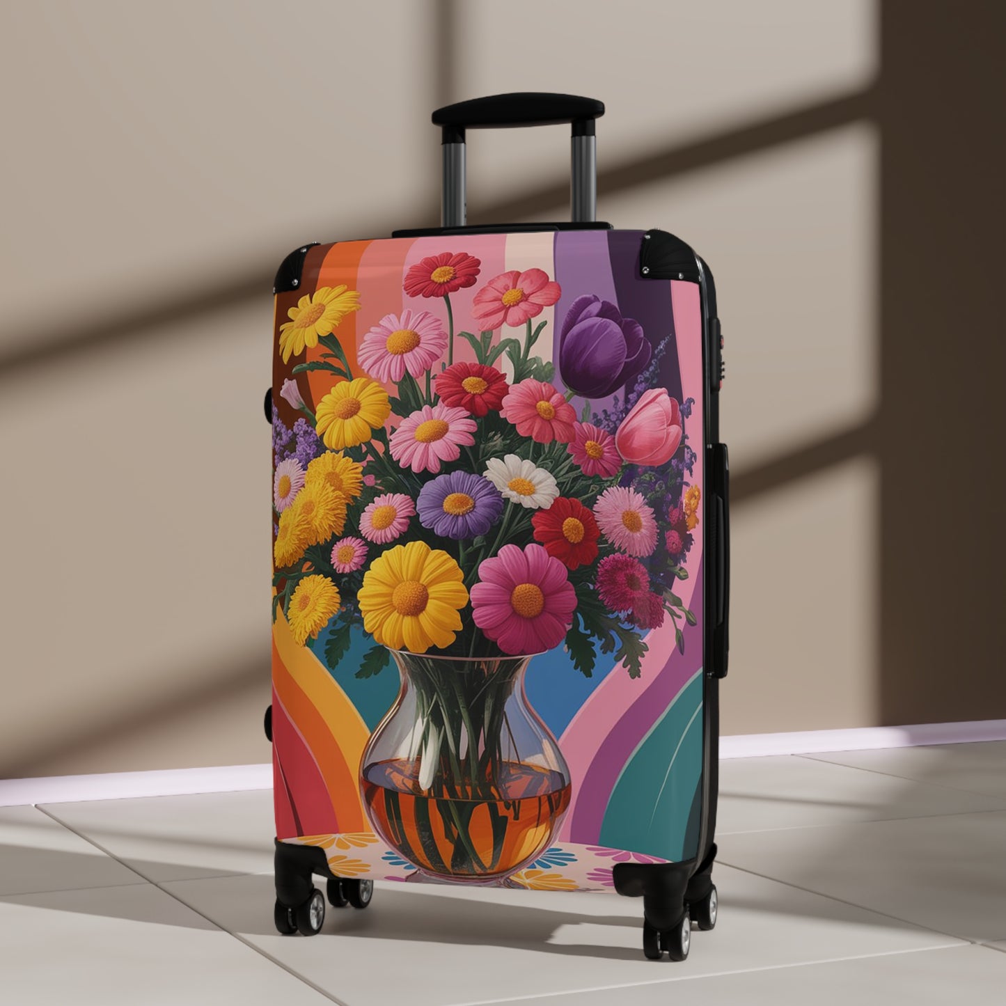 Nature Flowers Floral Vase Colorful Art Carry-On Suitcase - Stylish Luggage for Travelers