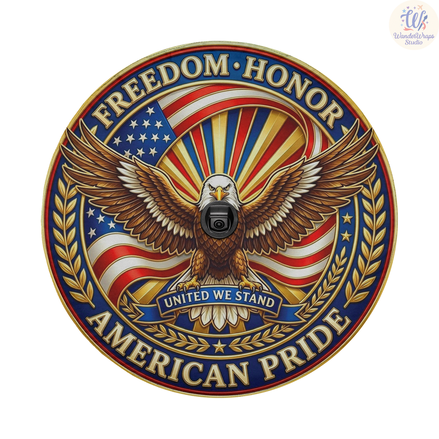 American Pride Spare Tire Cover – Waterproof UV Resistant Protector with Camera Hole