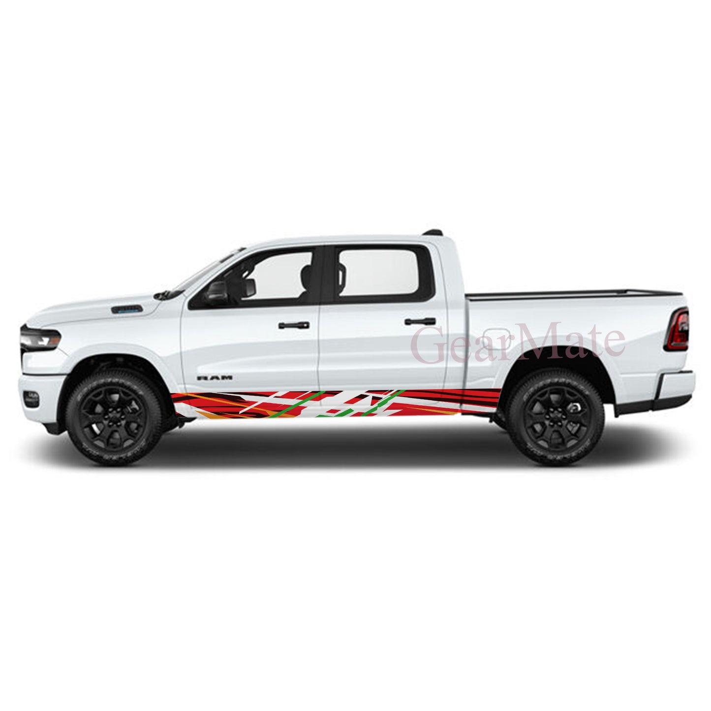 Racing Stripe Orange RG Rocker Panel Graphic Decal Kit (Left & Right Sides) - High Quality Vinyl for Trucks & SUVs