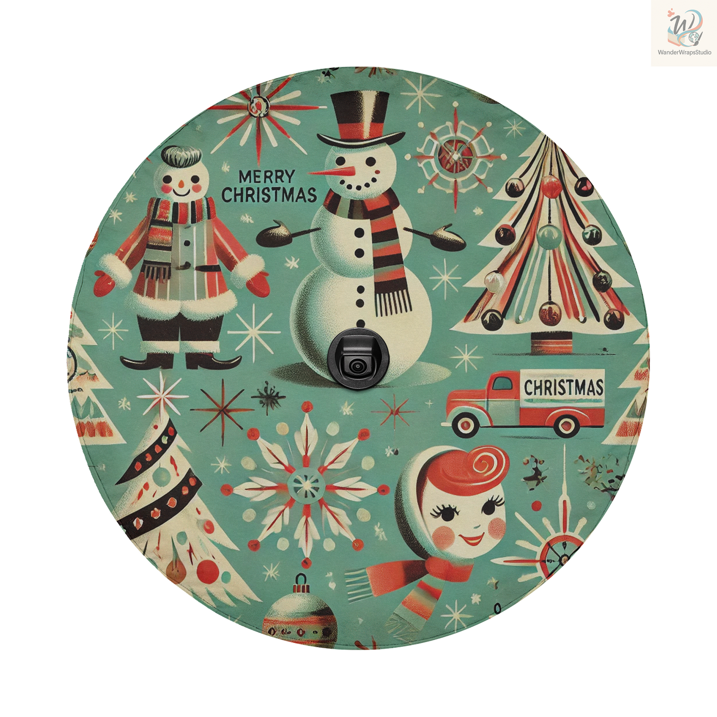 Retro Christmas Spare Tire Cover – Waterproof UV Resistant Protector with Camera Hole
