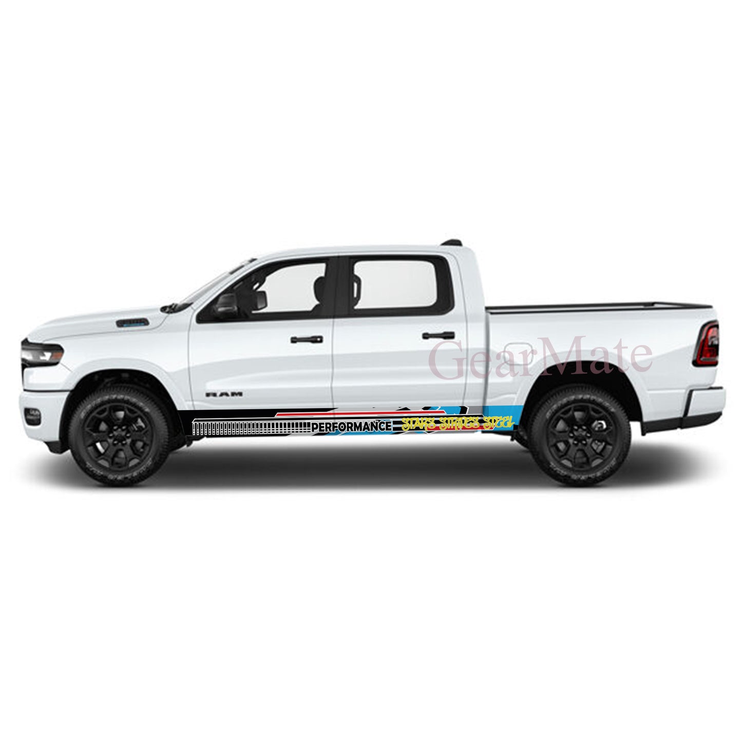 Stars Stripes Steel Rocker Panel Graphic Decal Kit (Left & Right Sides) - High Quality Vinyl for Trucks & SUVs
