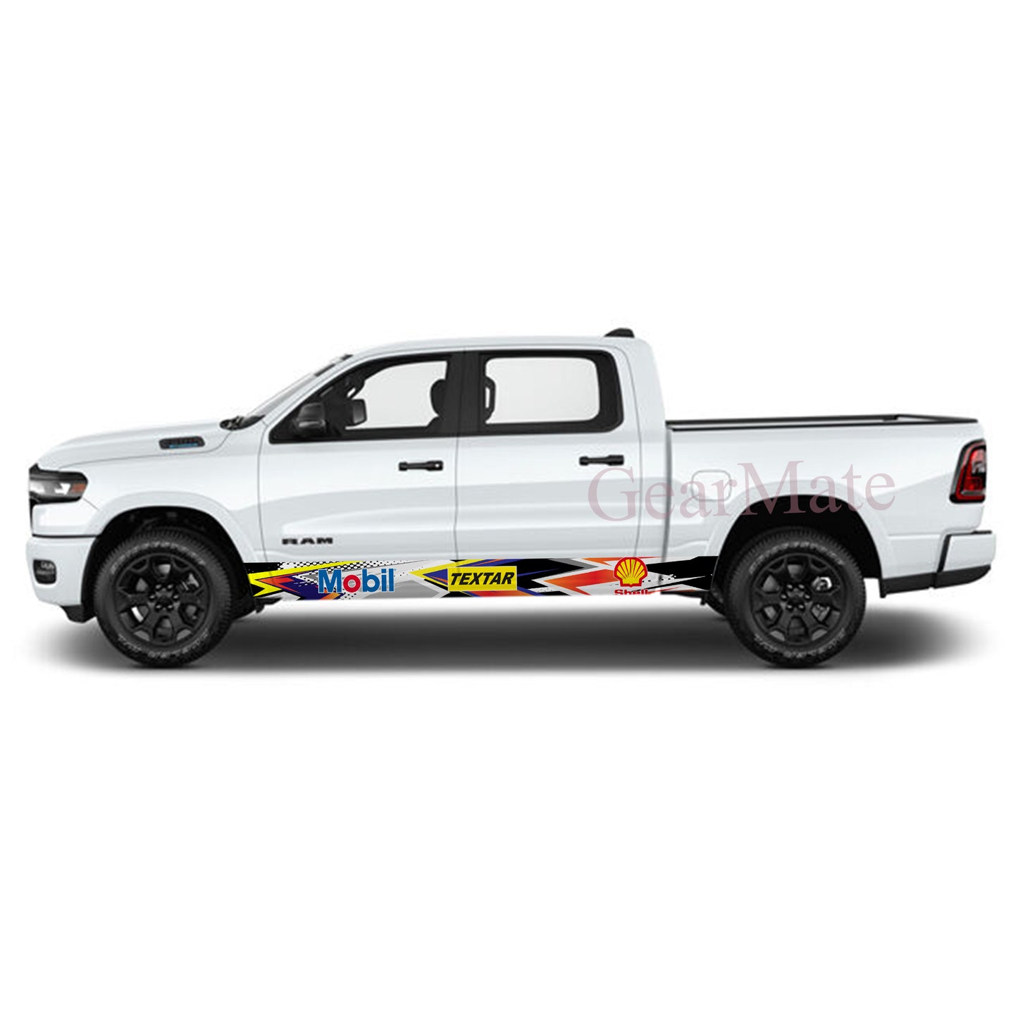 Orange Blue Mobil Rocker Panel Graphic Decal Kit (Left & Right Sides) - High Quality Vinyl for Trucks & SUVs