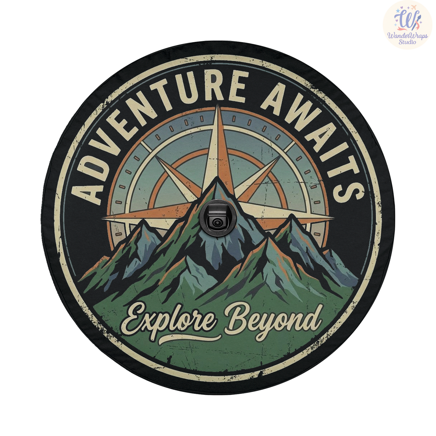 Adventure Awaits Spare Tire Cover – Waterproof UV Resistant Protector with Camera Hole