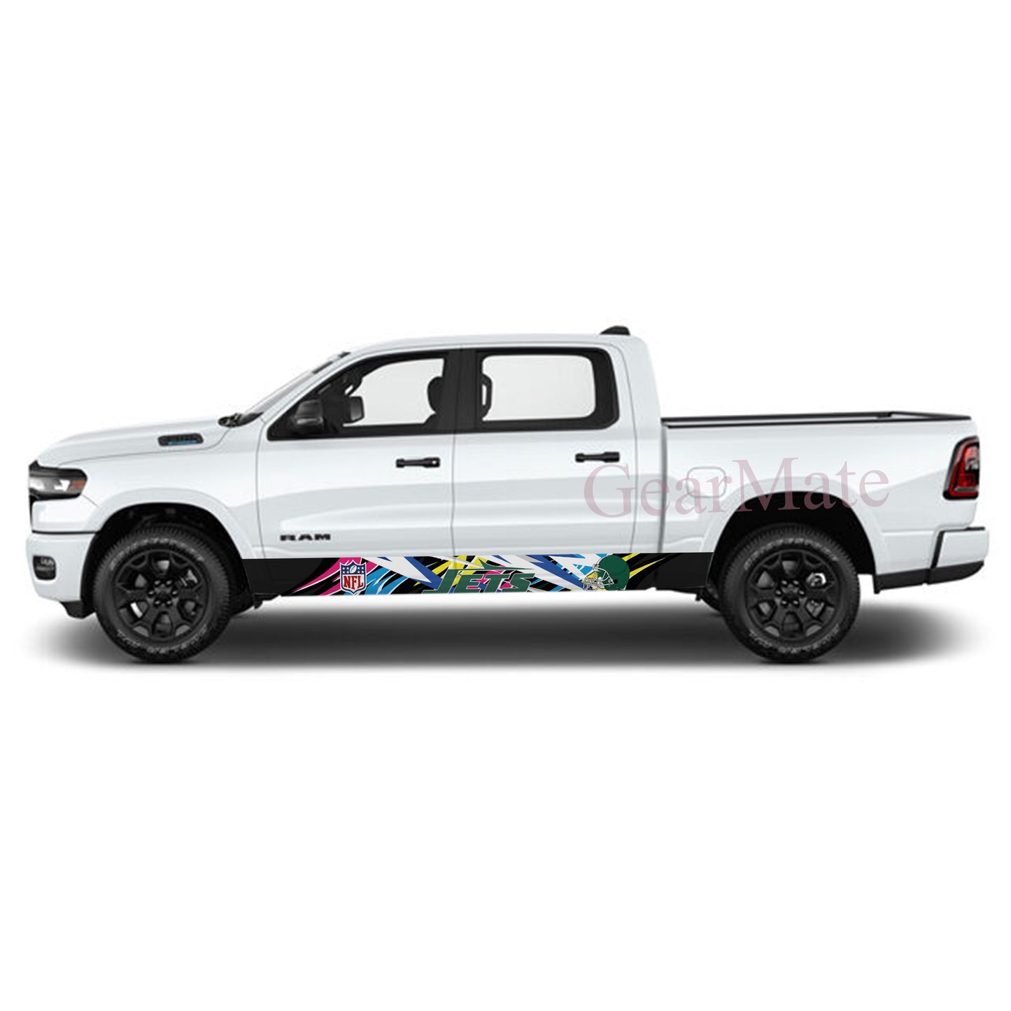 NFL New York Jets 1 Rocker Panel Graphic Decal Kit (Left & Right Sides) - High Quality Vinyl for Trucks & SUVs