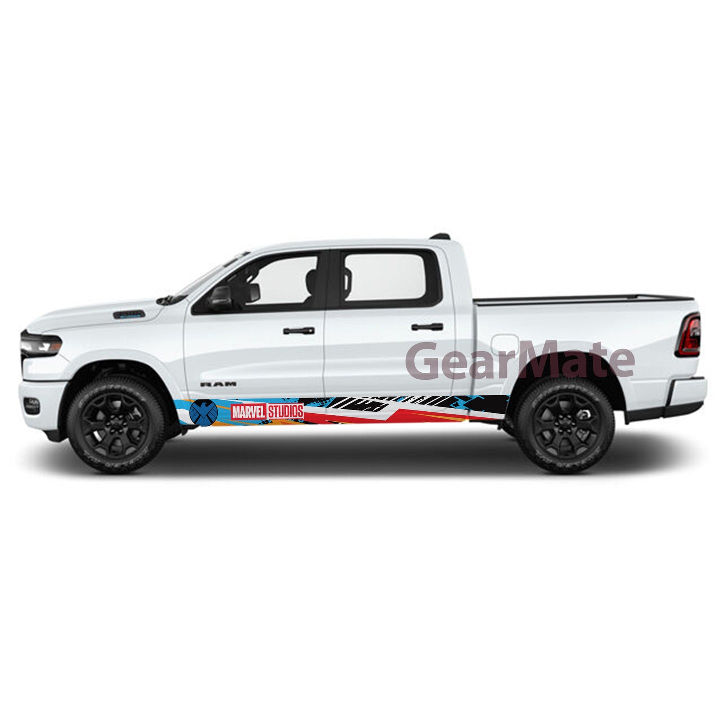 Sport Racing Marvel S.H.I.E.L.D Rocker Panel Graphic Decal Kit (Left & Right Sides) - High Quality Vinyl for Trucks & SUVs